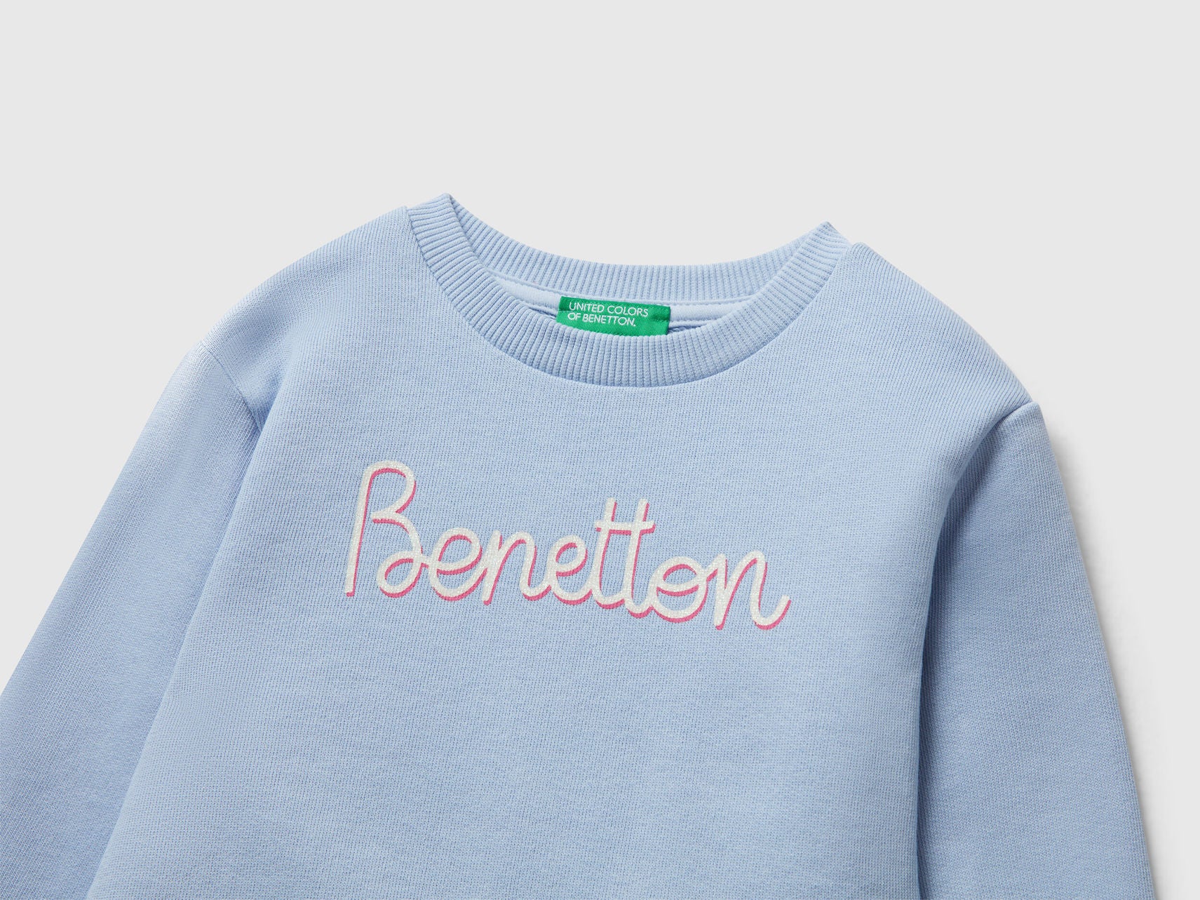 Benetton_Light Blue_Sweatshirt with Glittery Print_3J70G10JR_11Y_03