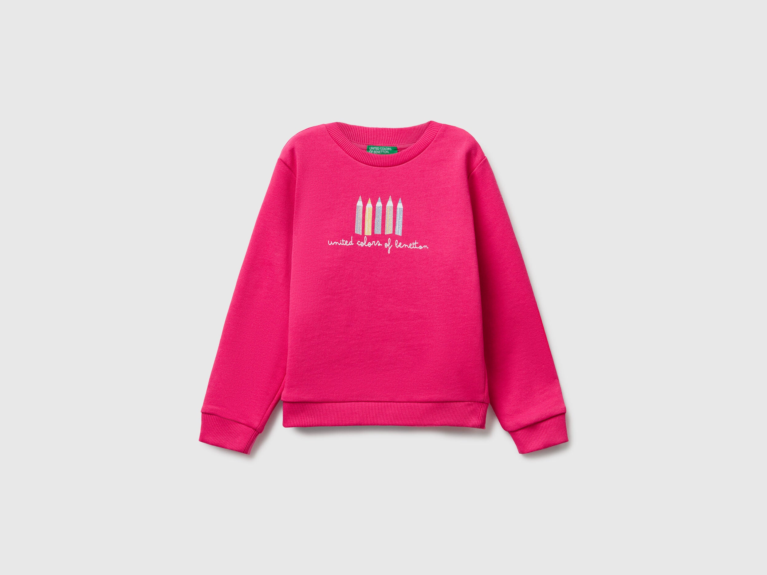 Benetton_Fuchsia_Sweatshirt with Glittery Print_3J70G10JR_1A2_01