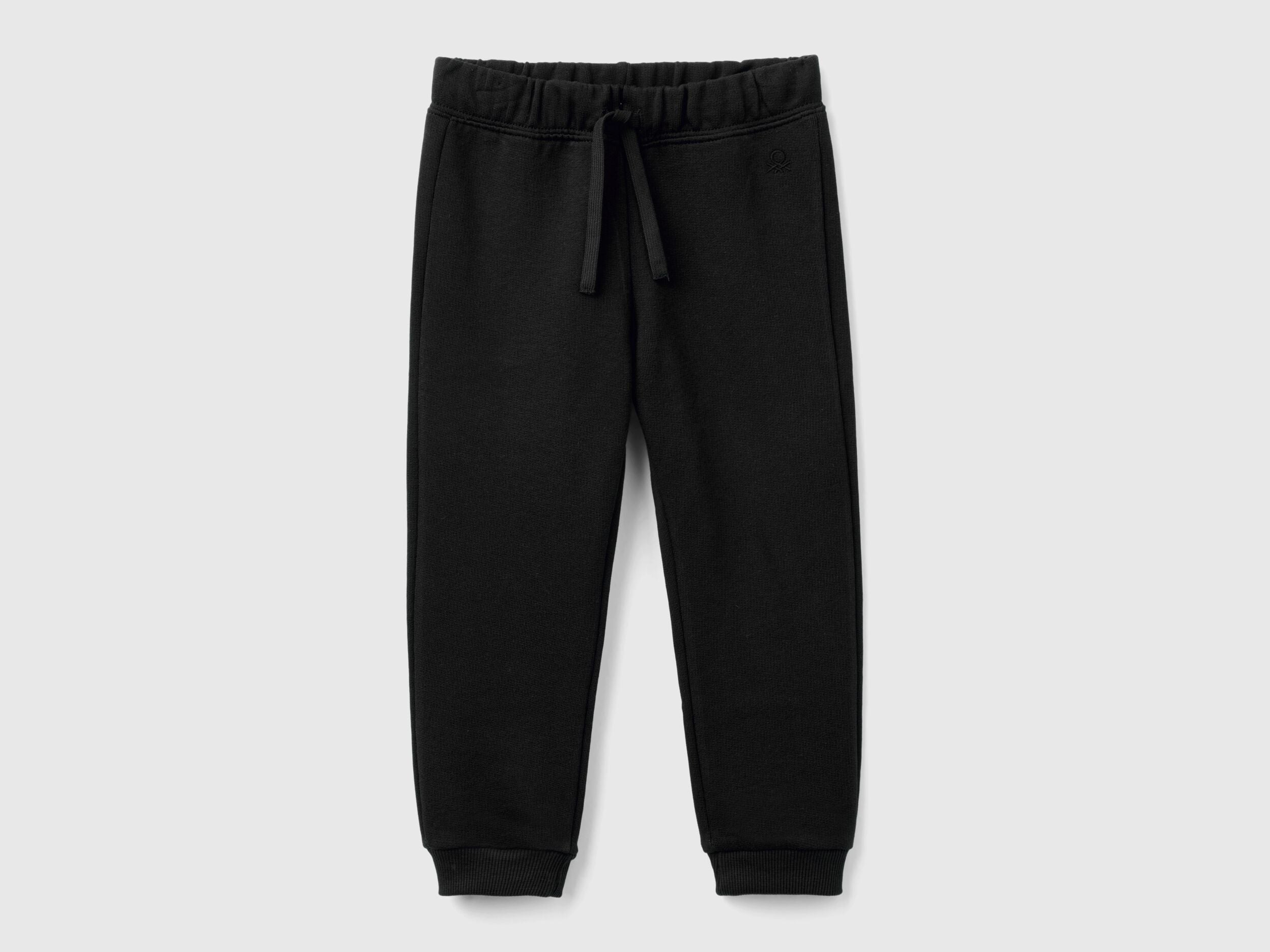 Benetton_Black_Sweatpants in Cotton_3J70GF01N_100_01