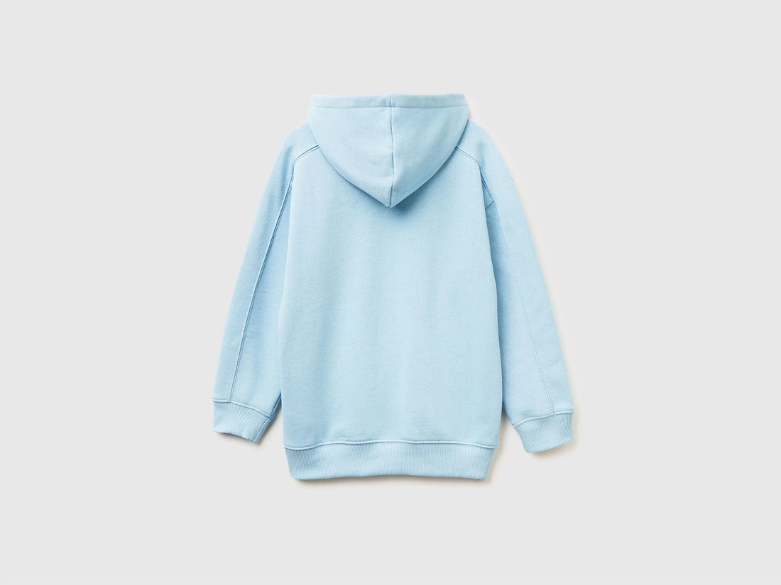Benetton_Light Blue_Warm Sweatshirt in Cotton with Print_3J73C205C_27G_02