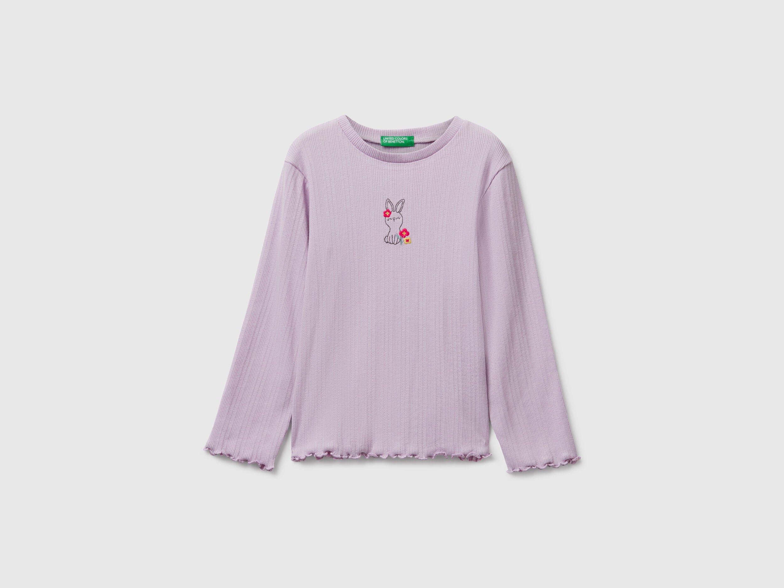 Benetton_Lavender_T-Shirt with Embroidery_3KIEG10KK_0W1_01
