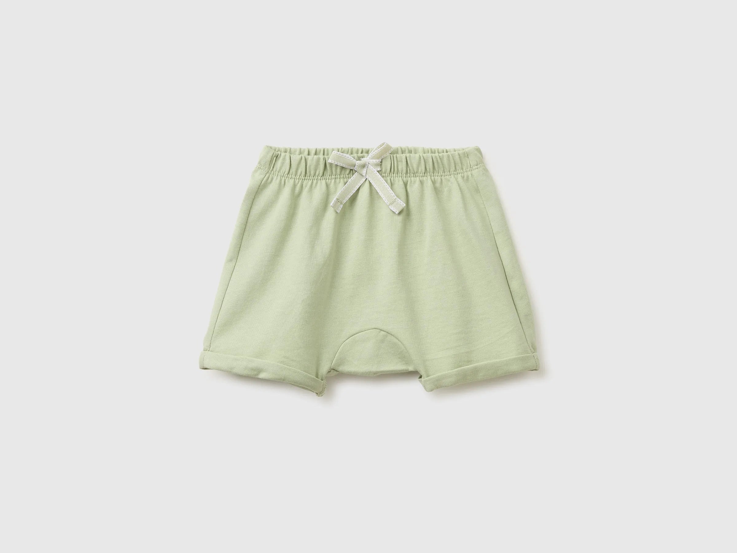 Benetton Grey Baby Shorts with Animal Embroidery SKU: 3MI5A900K_218 Image 01