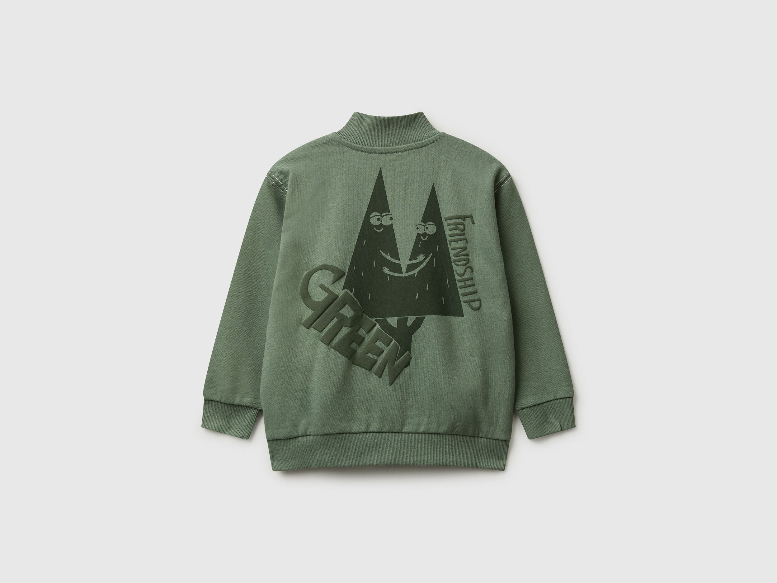 Benetton_Military Green_Zip-Up Sweatshirt with Thick Print_3NBMG5042_075_02
