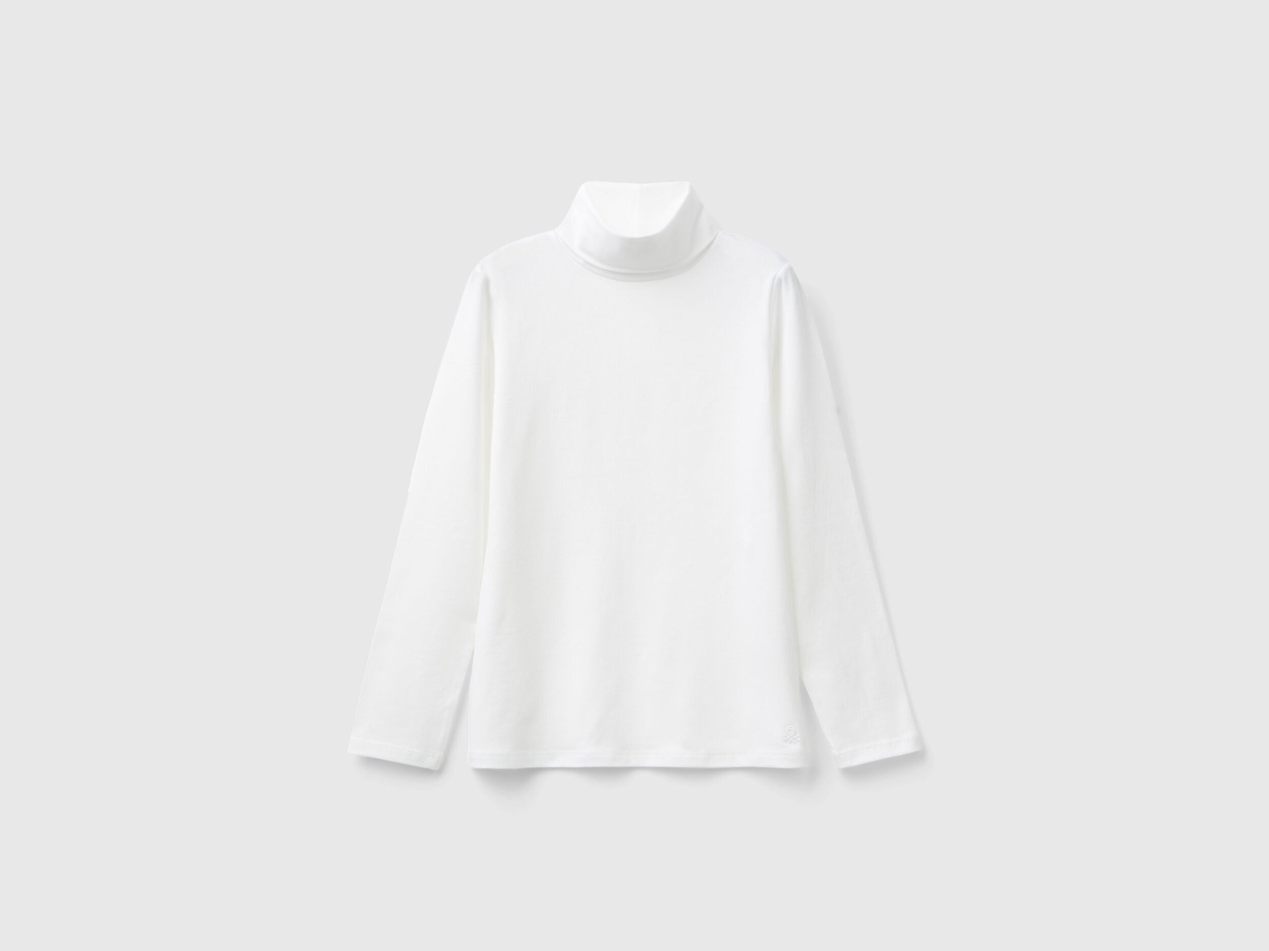 Benetton_Creamy White_Stretch T-Shirt with High Neck_3P4ZC202N_074_01