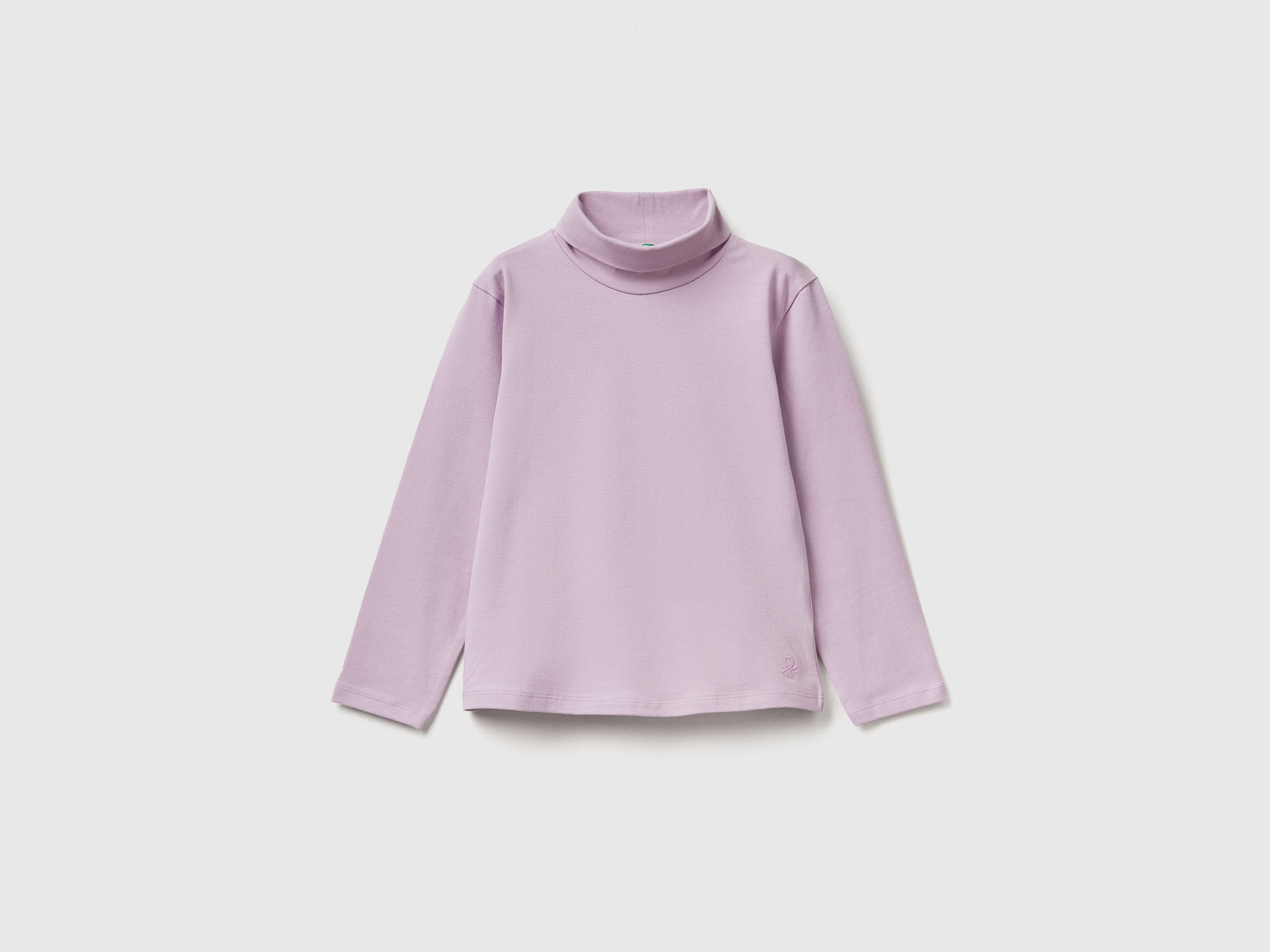 Benetton_Lavender_Turtleneck T-Shirt in Stretch Cotton_3P4ZG200D_0W1_01