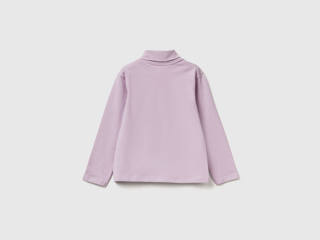 Benetton_Lavender_Turtleneck T-Shirt in Stretch Cotton_3P4ZG200D_0W1_02