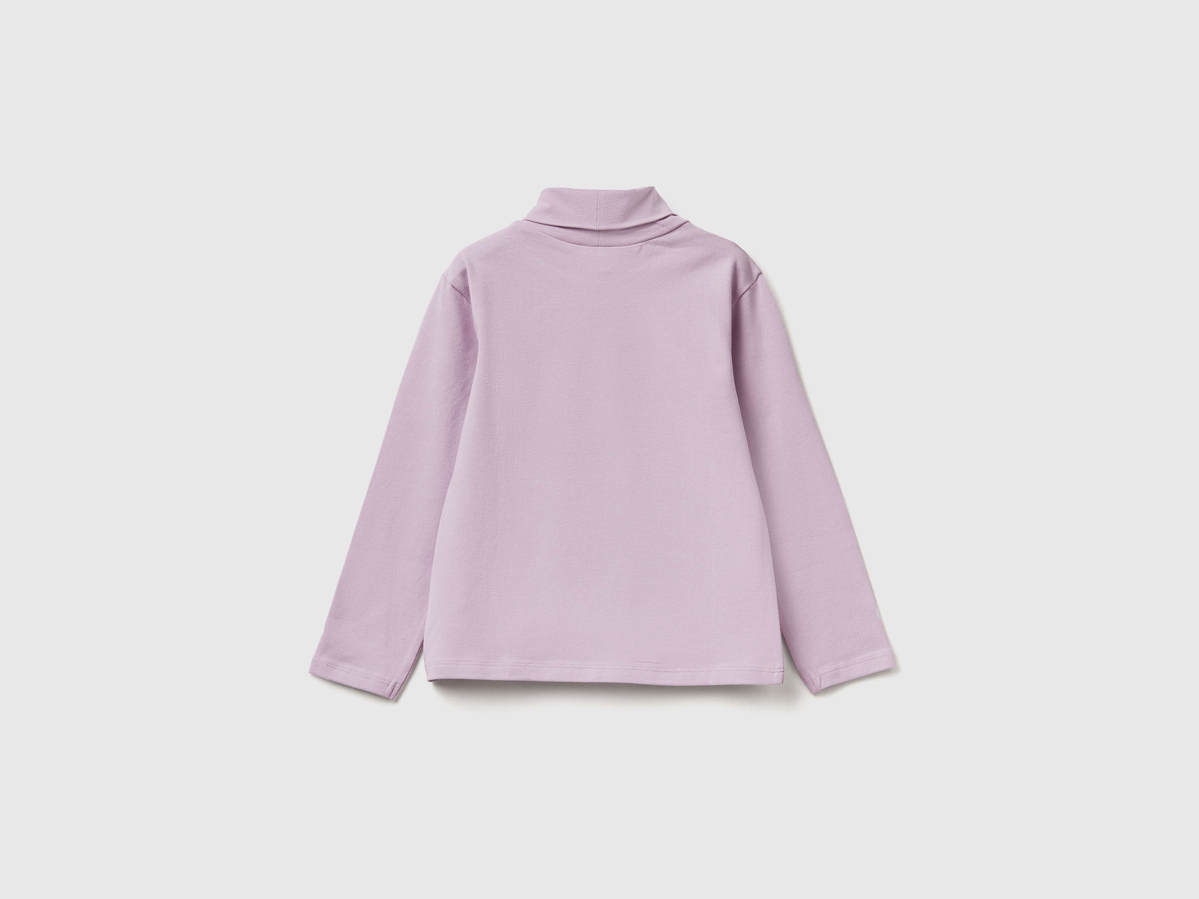 Benetton_Lavender_Turtleneck T-Shirt in Stretch Cotton_3P4ZG200D_0W1_02