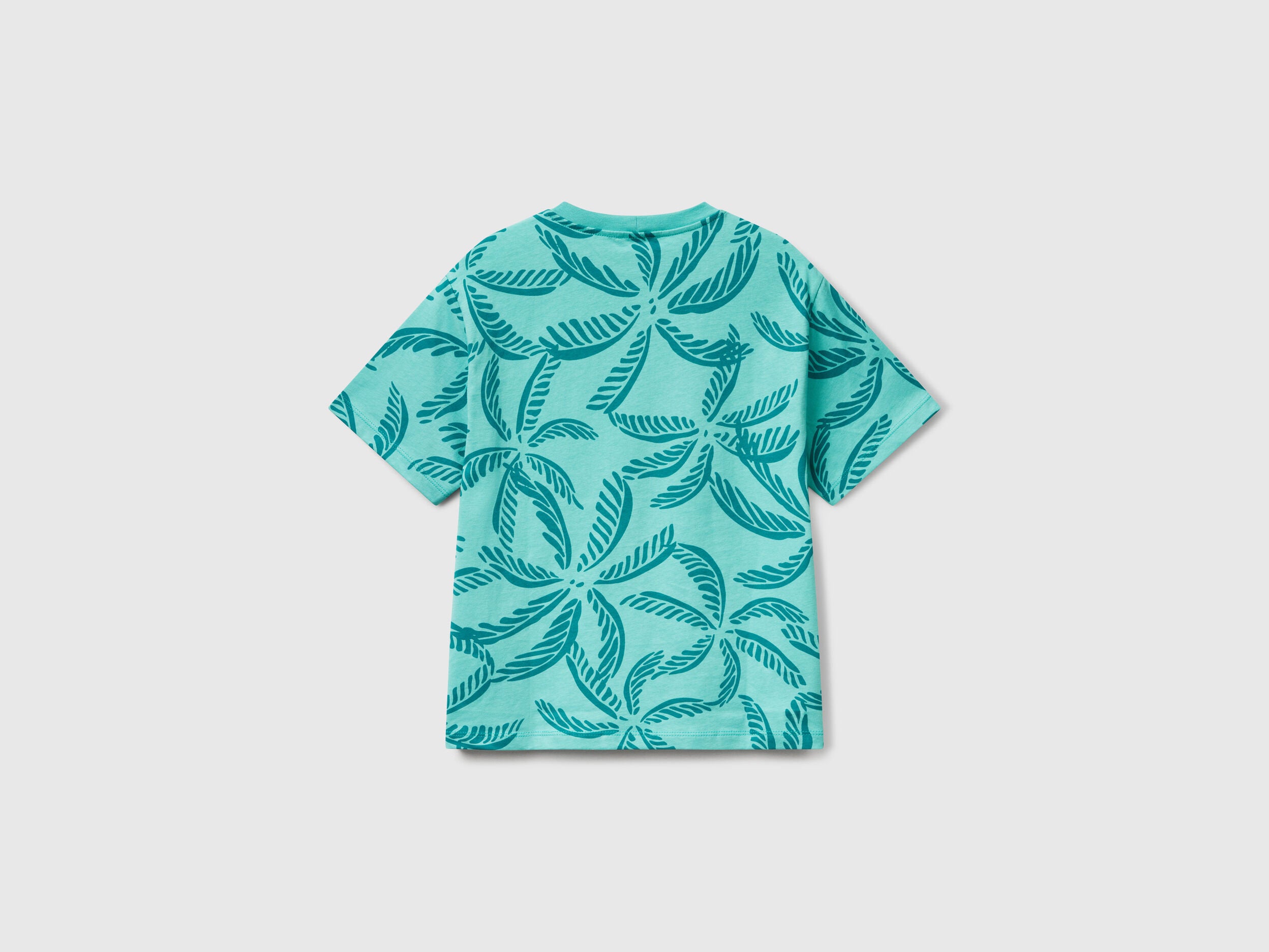 Benetton_Green T-Shirt with Tropical Print_3PDQC10PA_75H_02