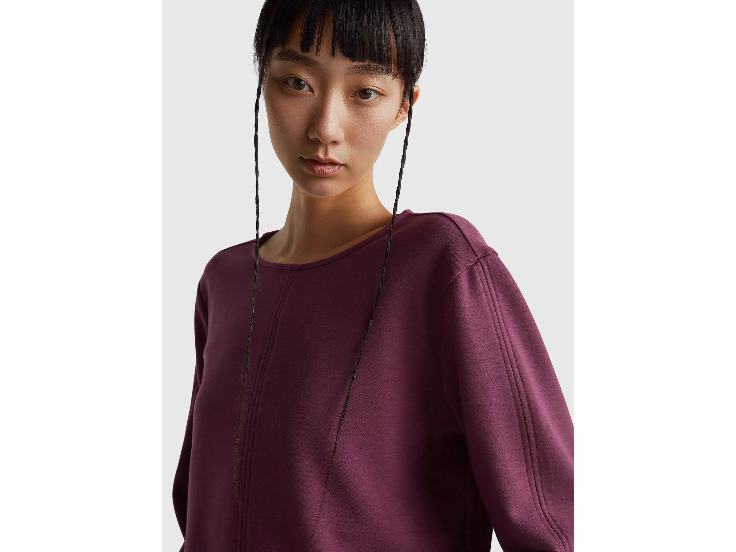 Benetton_Purple_Stretch Modal T-Shirt_3QAFD10AU_1D3_04