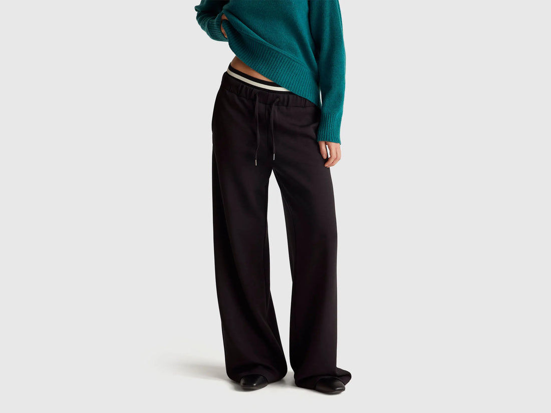 Benetton_Black_Wide Trousers in Stretch Modal_3QAFDF01D_100_02