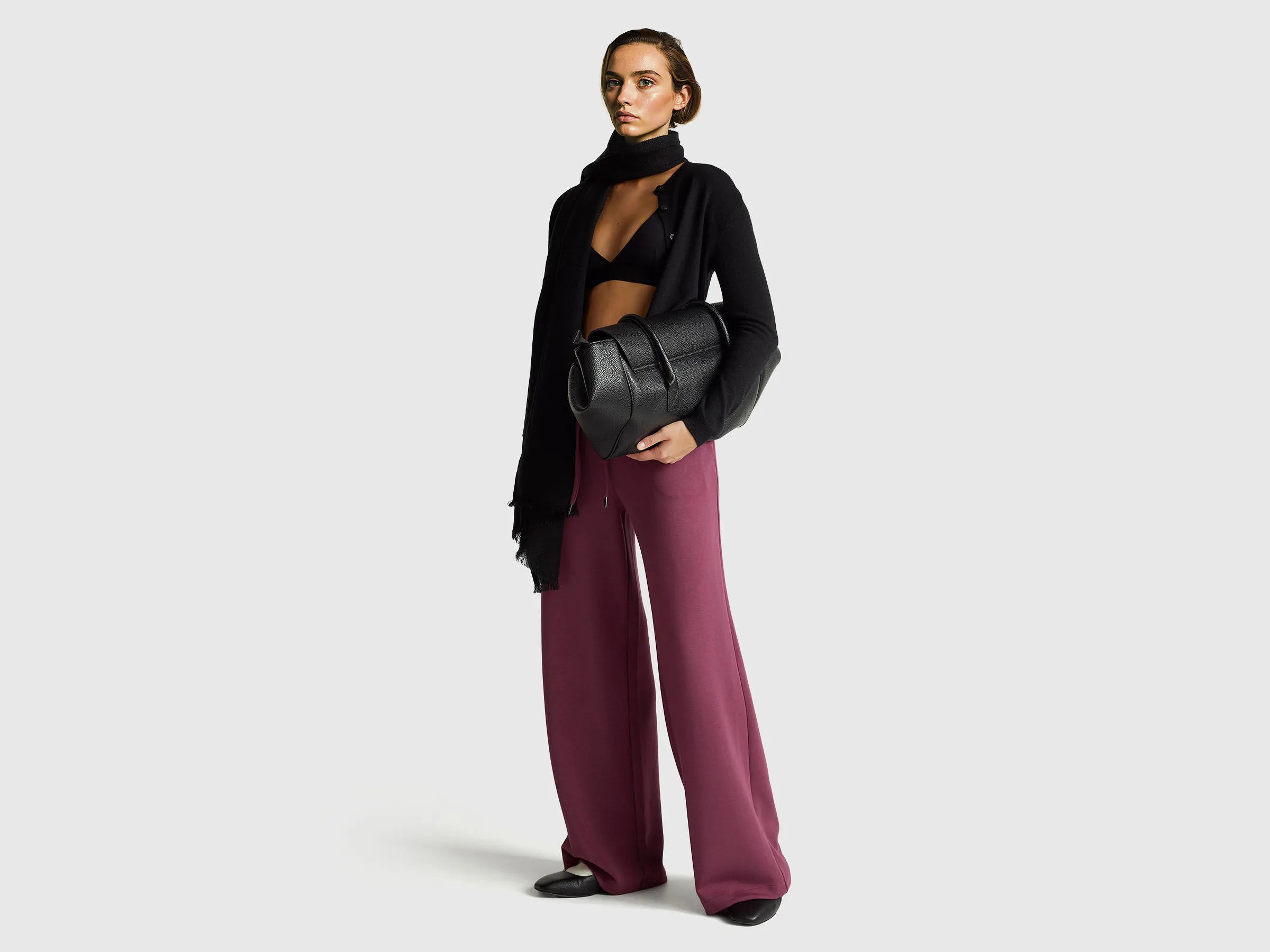 Benetton_Plum_Wide Trousers in Stretch Modal_3QAFDF01D_1D3_01