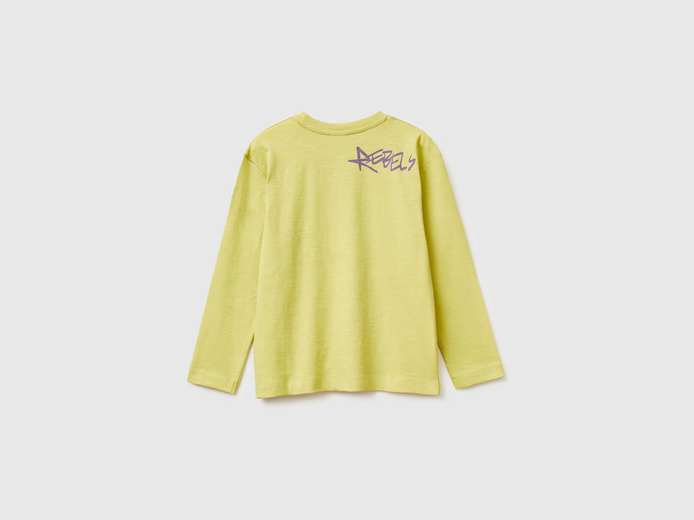 Benetton_Yellow_T-Shirt with Print on Front and Back_3TAMC10PV_0Y6_02