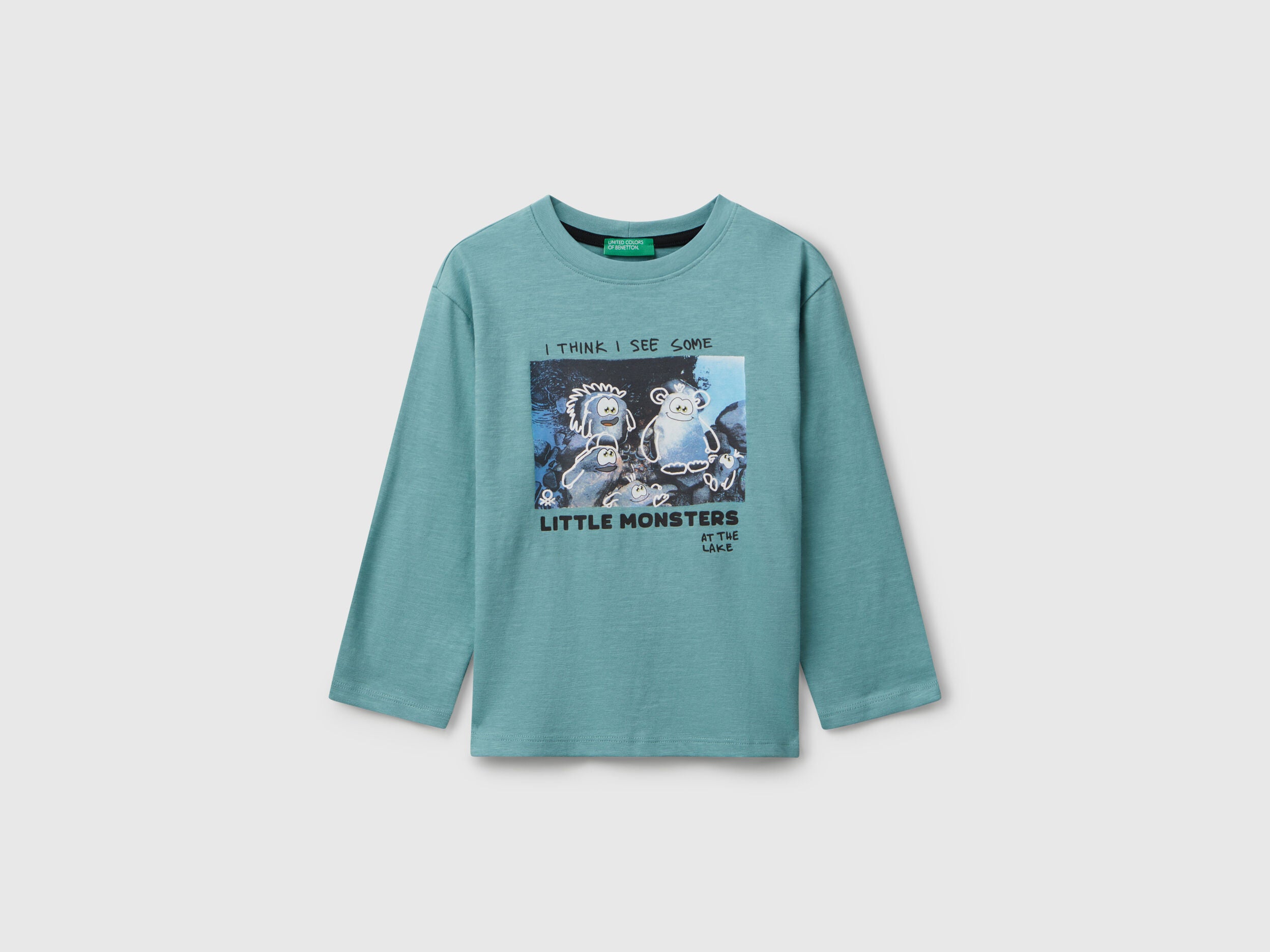 Benetton_Sky Blue_T-Shirt with Monster Print_3TAMG10KM_33K_01
