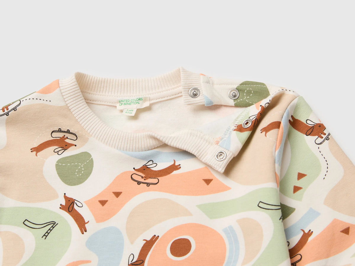 Benetton Light Green Unisex Stretch Sweatshirt Set SKU: 3TEUAK01W_901 Image 03