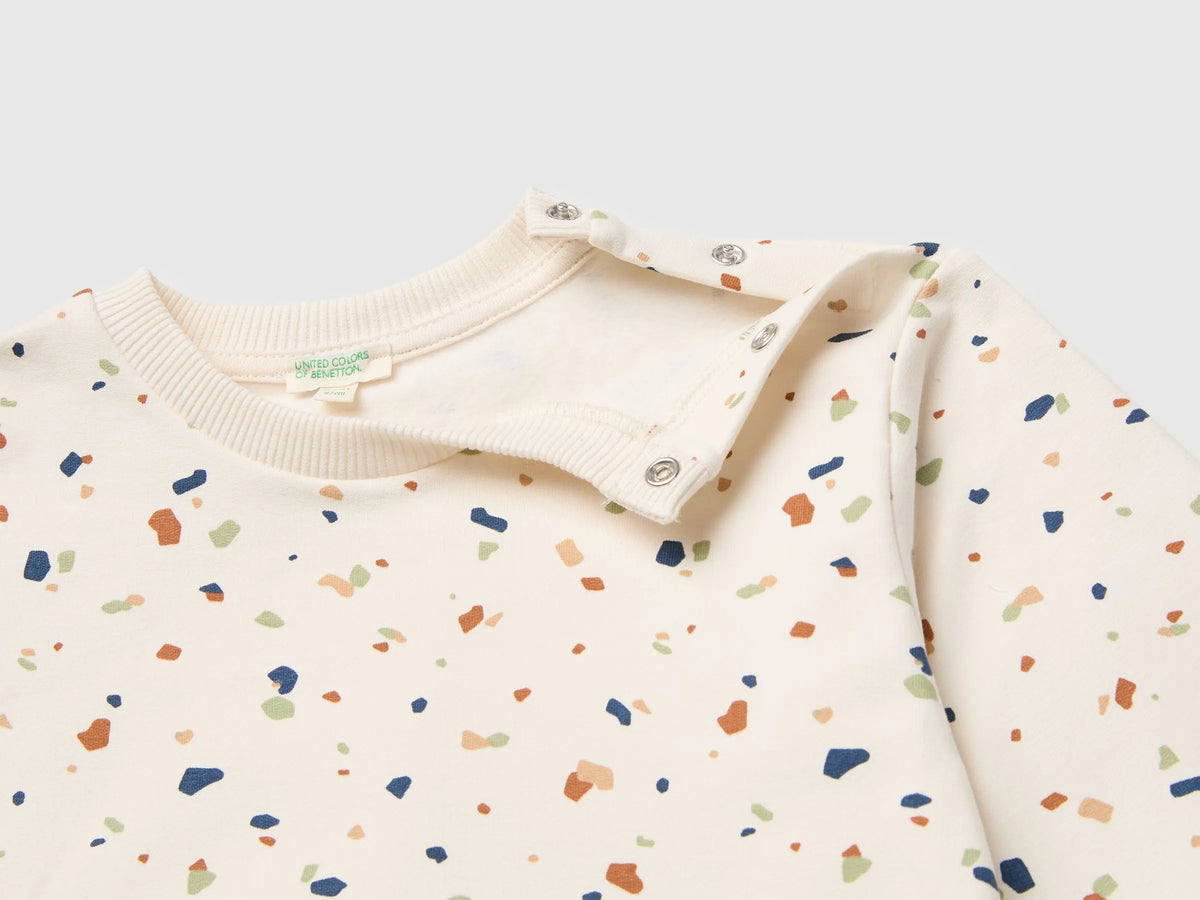 Benetton Creamy White Unisex Stretch Sweatshirt Set SKU: 3TEUAK01W_902 Image 03