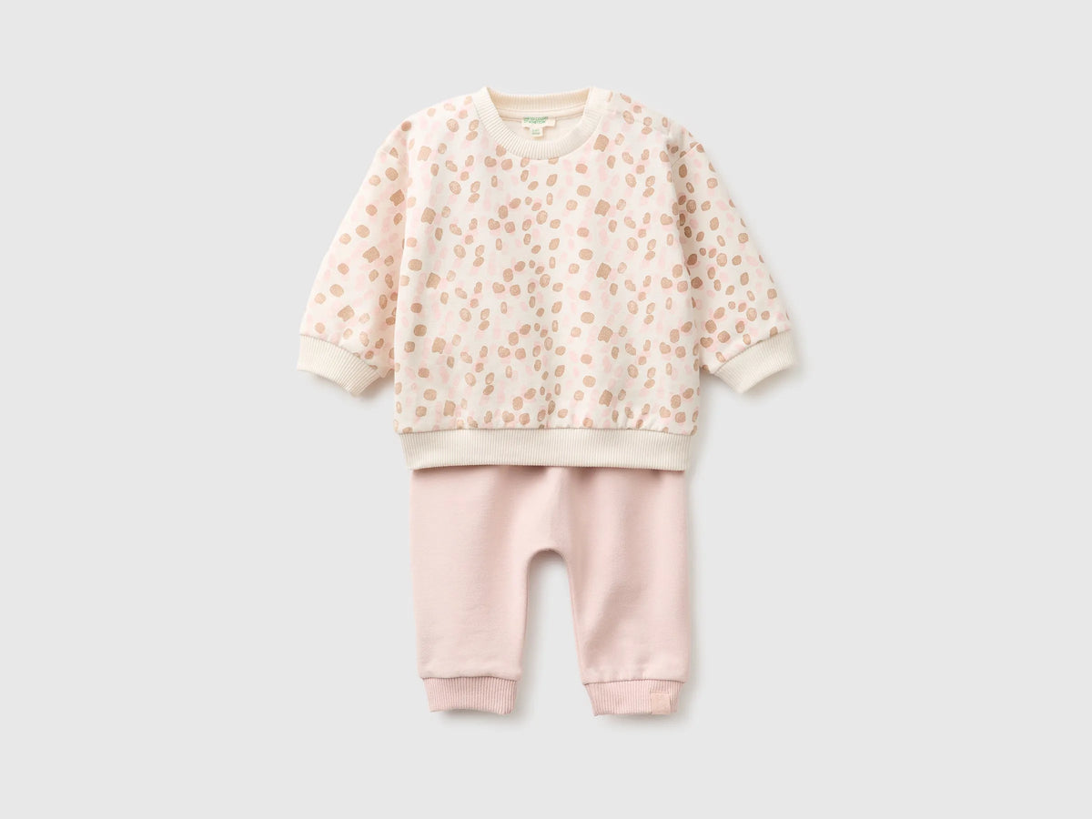 Benetton Soft Pink Girl Stretch Sweatshirt Set SKU: 3TEUAK01W_903 Image 01