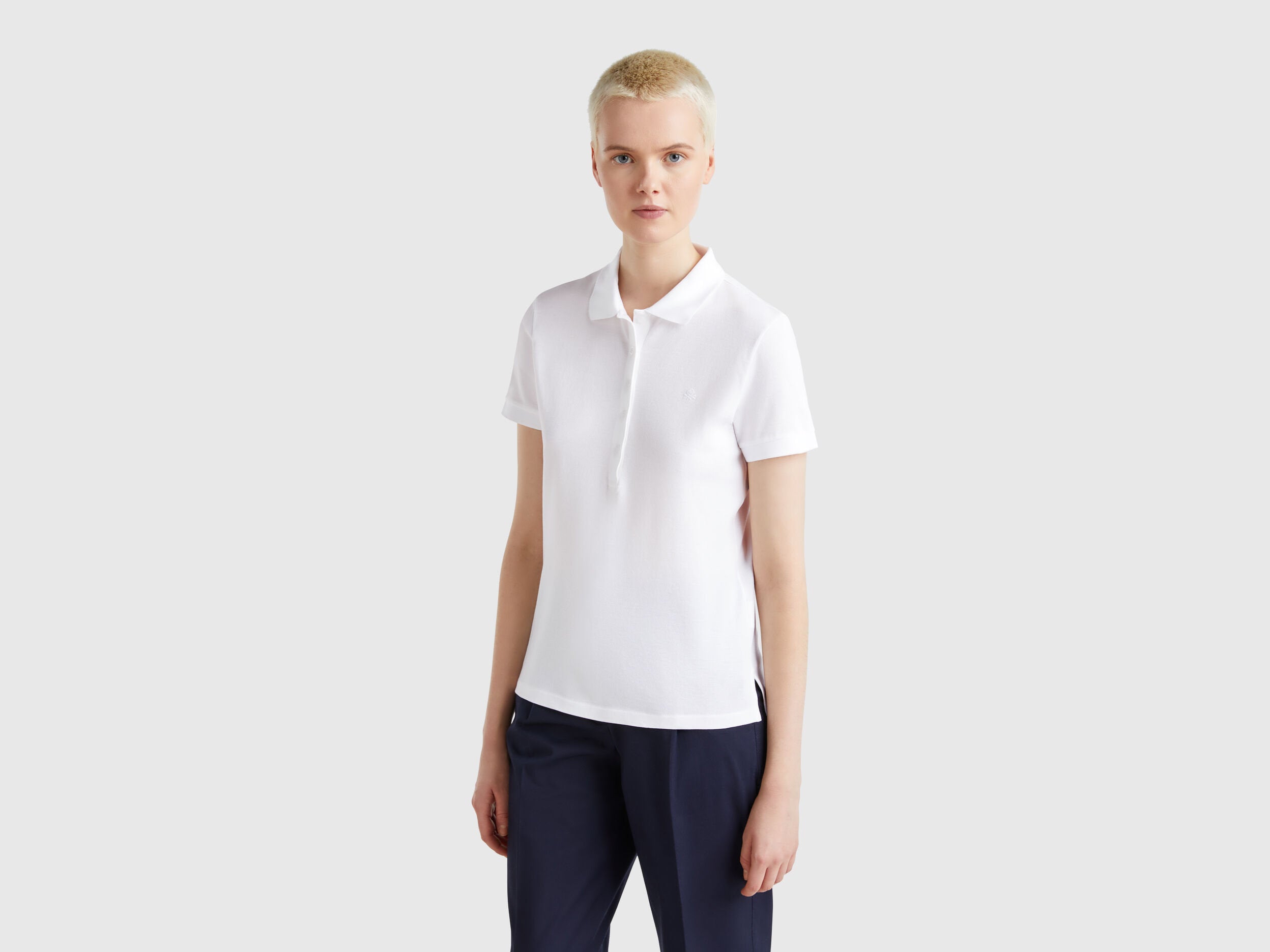 Benetton_Slim Fit Polo in Stretch Cotton_3TQJD300W_101_01