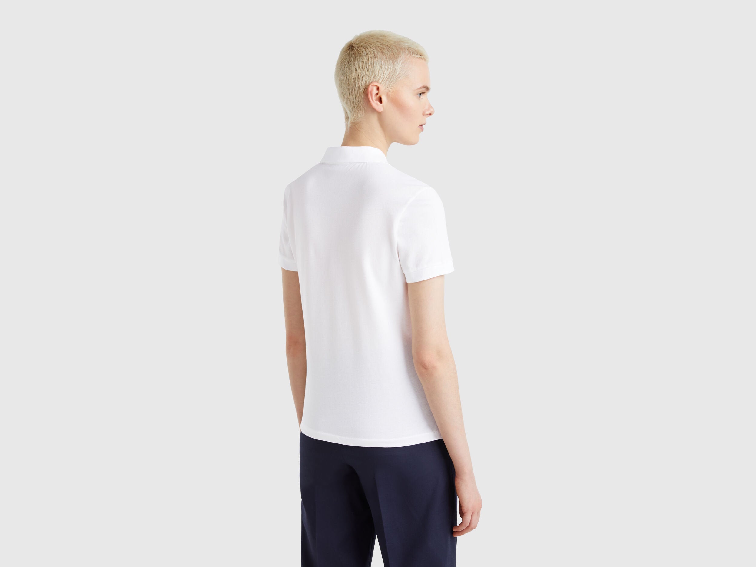 Benetton_Slim Fit Polo in Stretch Cotton_3TQJD300W_101_02