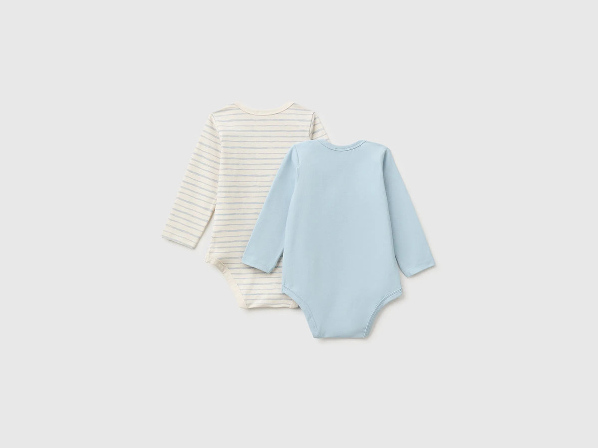 Benetton Sky Blue Unisex Two Long-Sleeved Bodysuits SKU: 3UMRAB014_903 Image 02