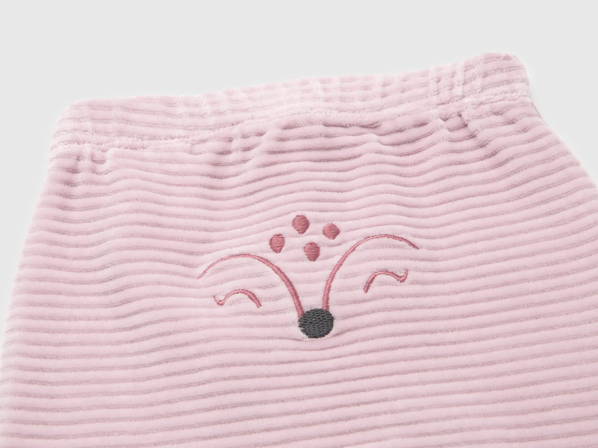 Benetton Pink New Born Chenille Trousers with Embroidery on The Back SKU: 3VHNAF02S_197 Image 03