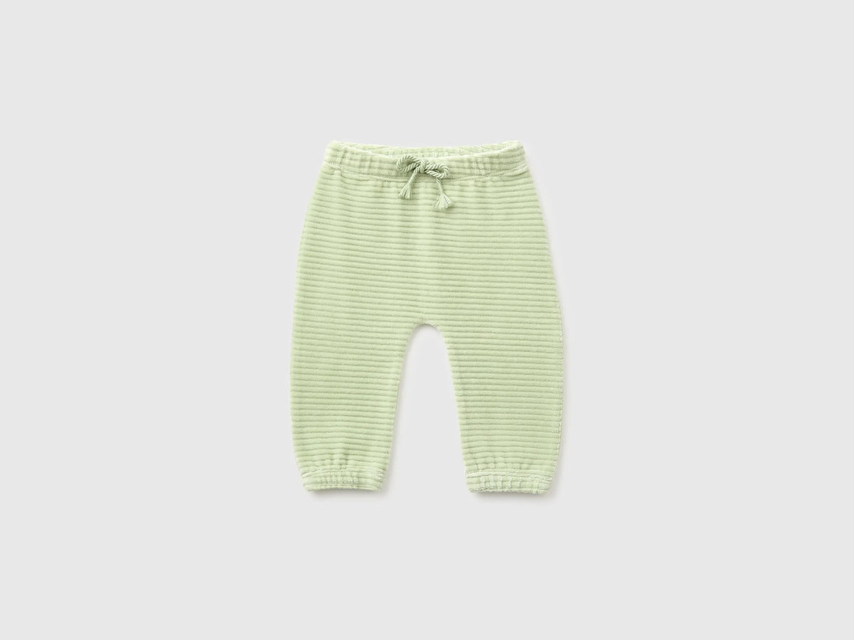 Benetton Light Green New Born Chenille Trousers with Embroidery on The Back SKU: 3VHNAF02S_2G8 Image 01