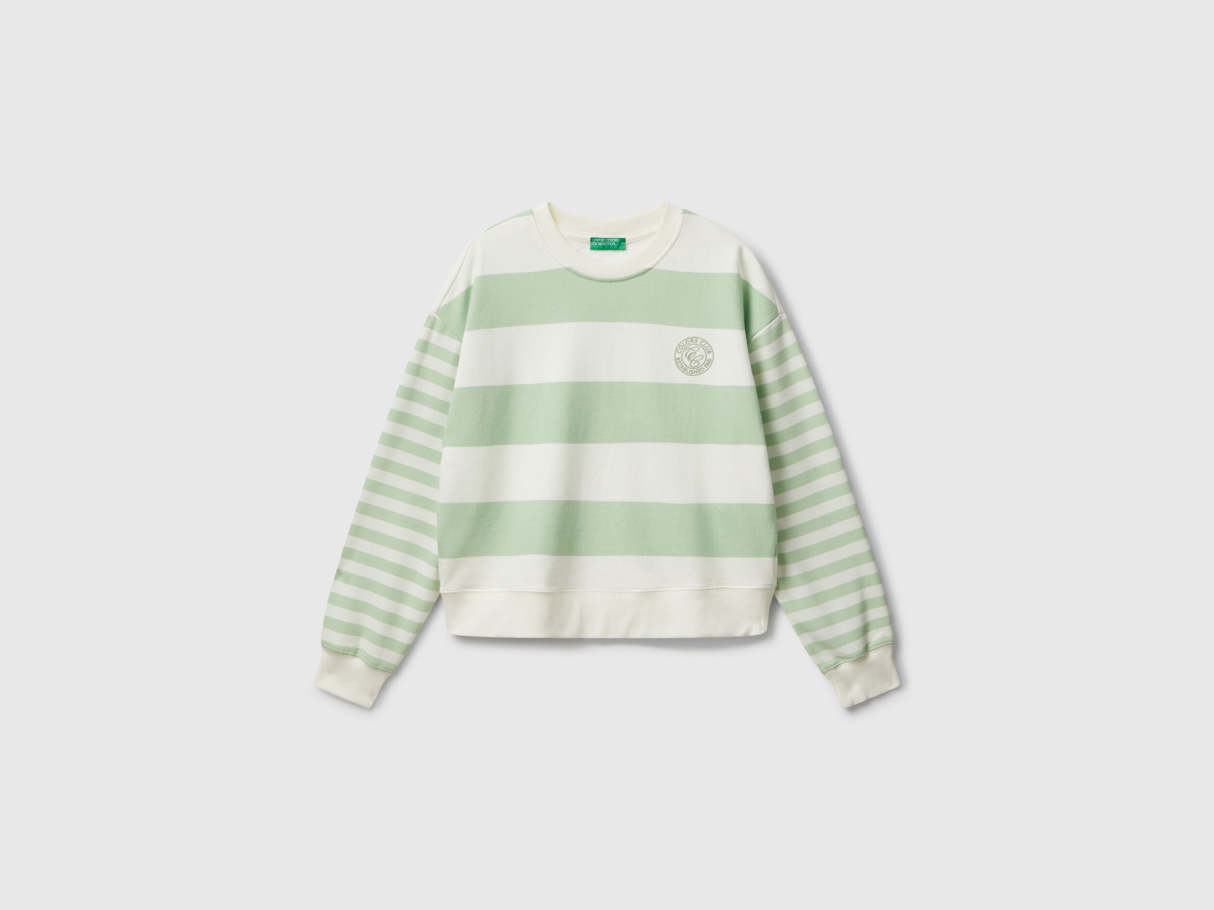 Benetton_Light Green_Striped Crew Neck Hoodie_3Y04D10AM_62Y_05