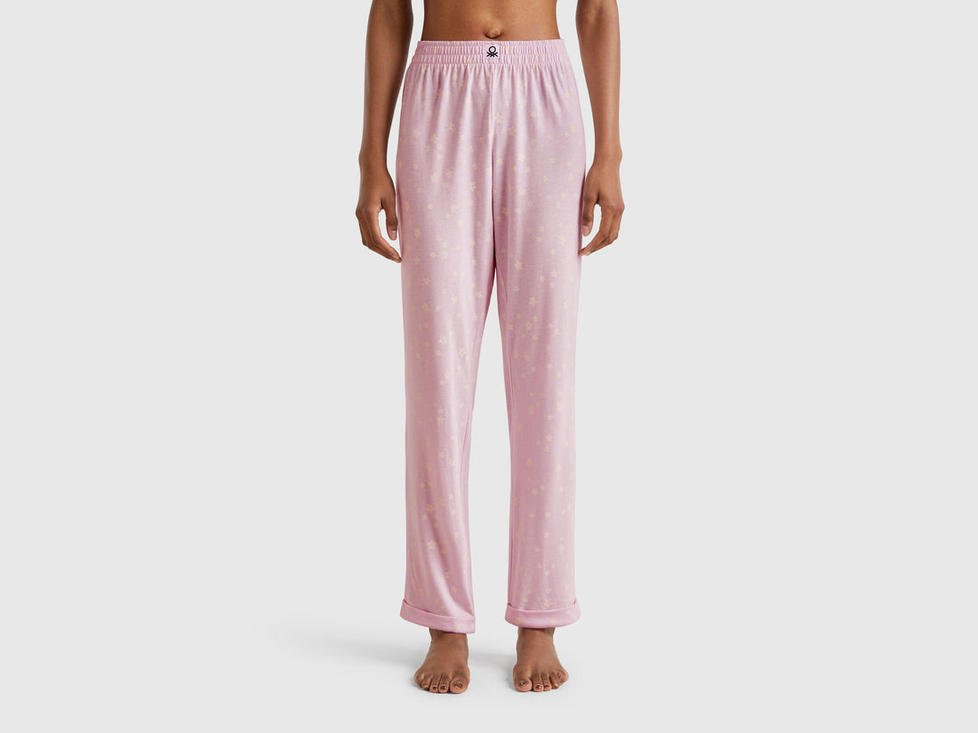 Benetton_Patterned Trousers in Viscose Blend_3Y0Z3F04J_73Z_02