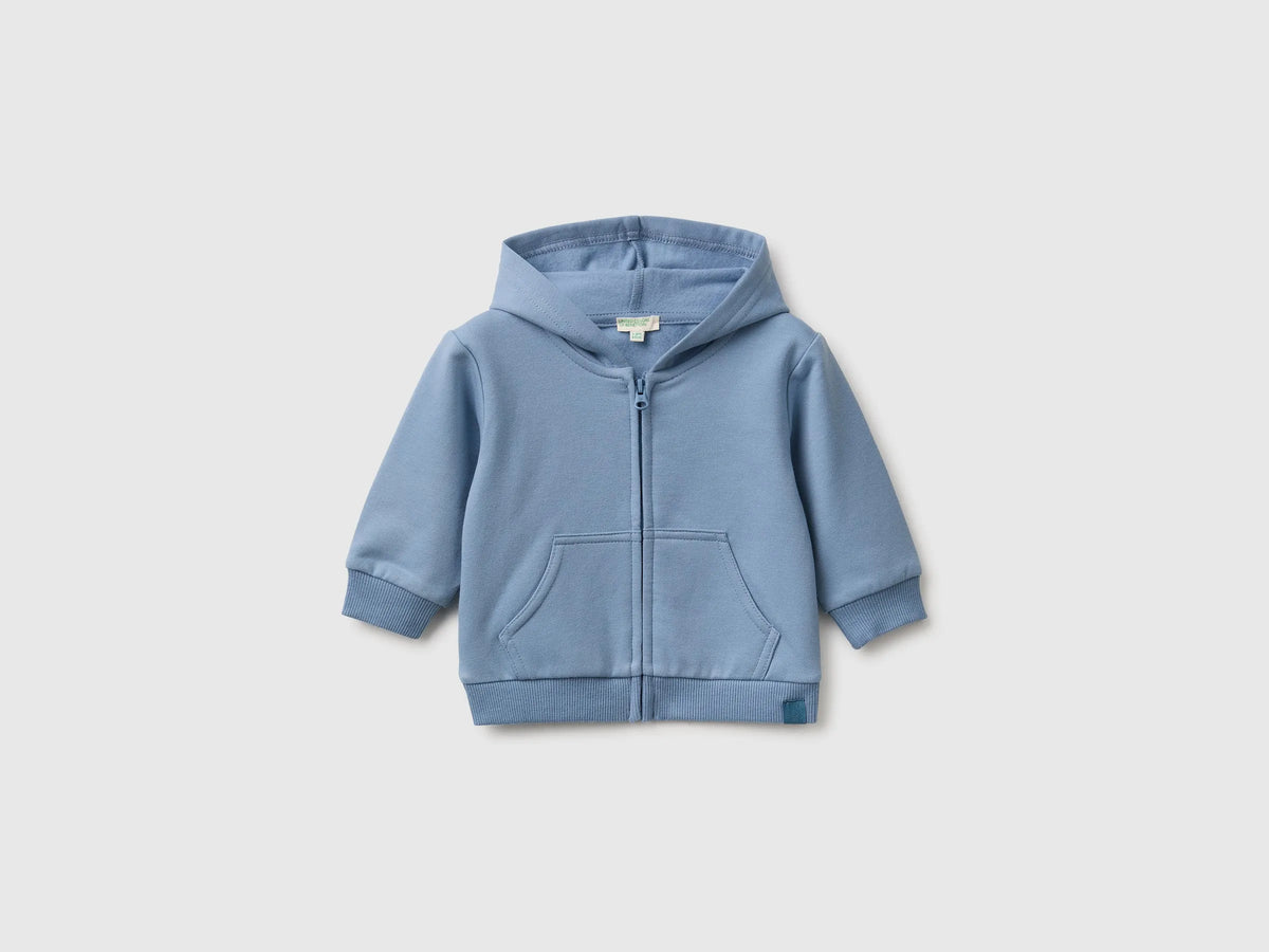 Benetton Light Blue Unisex Zip-Up Hoodie SKU: 3YWVA501Y_09A Image 01