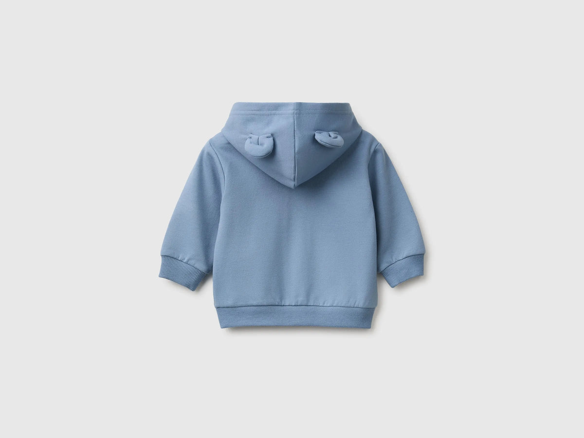 Benetton Light Blue Unisex Zip-Up Hoodie SKU: 3YWVA501Y_09A Image 02