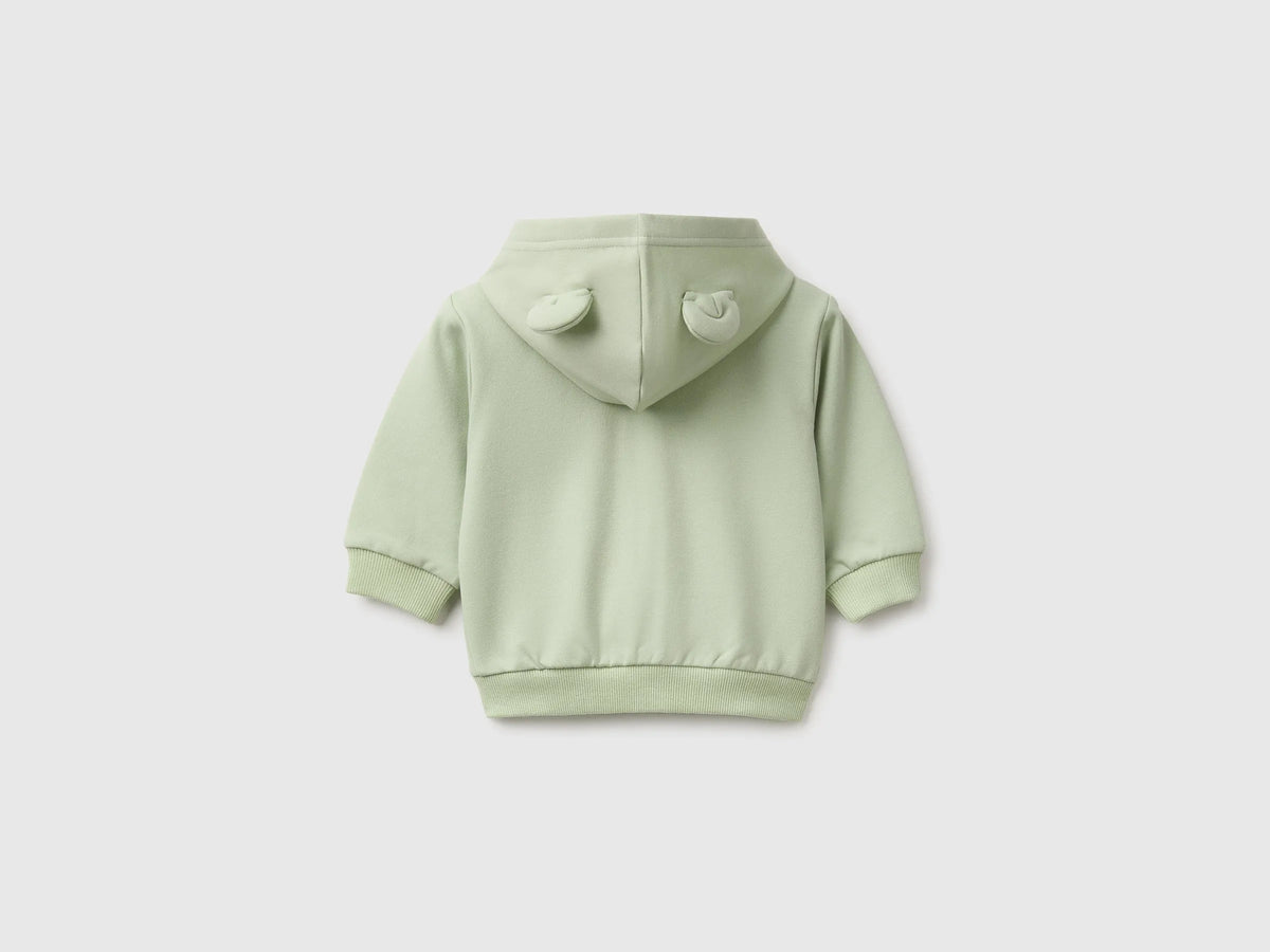 Benetton Light Green Unisex Zip-Up Hoodie SKU: 3YWVA501Y_2G8 Image 02
