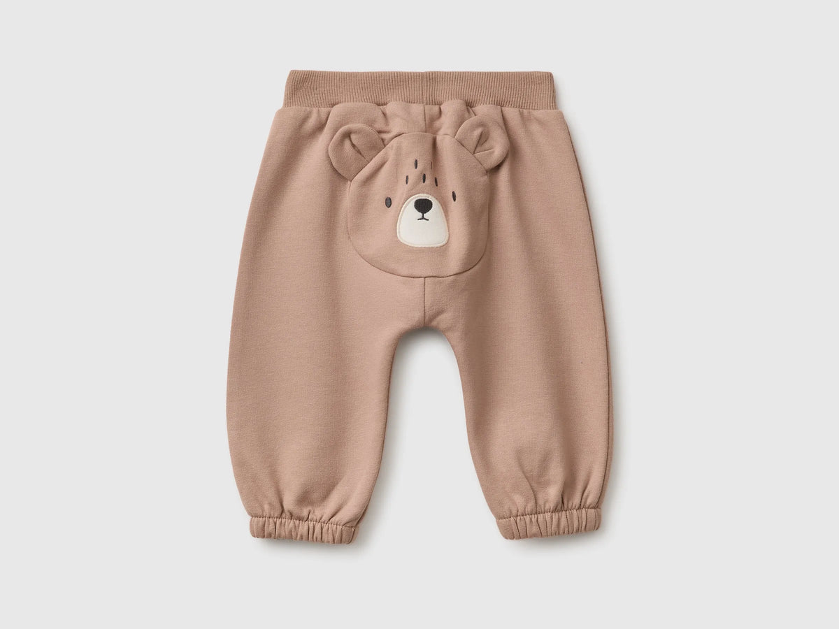 Benetton Dove Gray Unisex Sweatpants with Animal on the Back SKU: 3YWVAF02P_199 Image 02