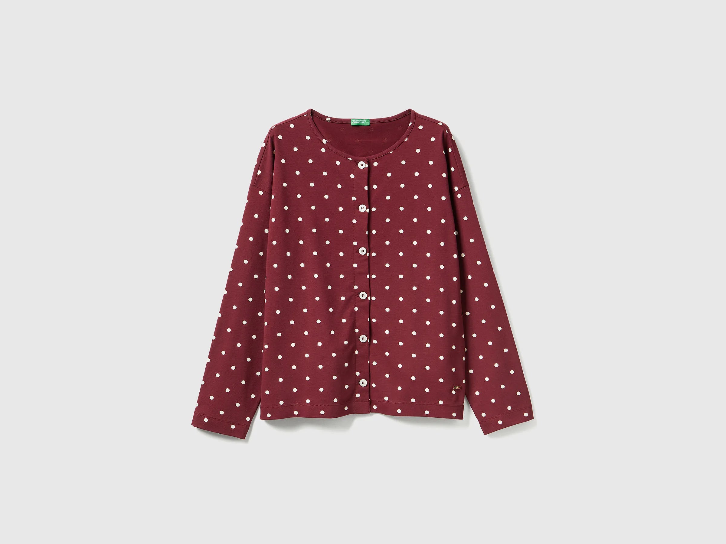 Benetton_Burgundy_Polka Dot Top in Warm Cotton_3ZMB3M07R_62Q_01