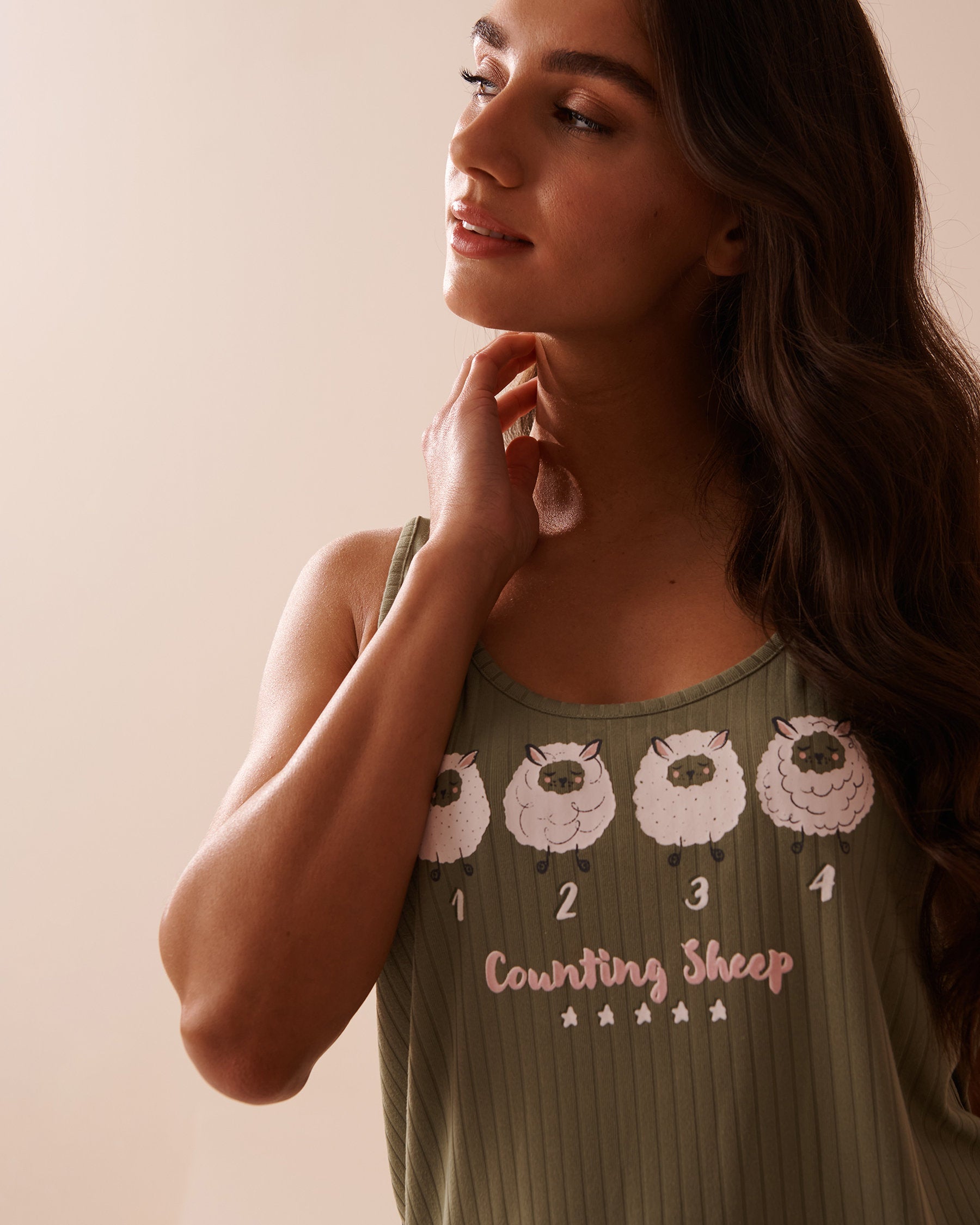 Sheep Print Ribbed Jersey Cami_40100592_30014_06