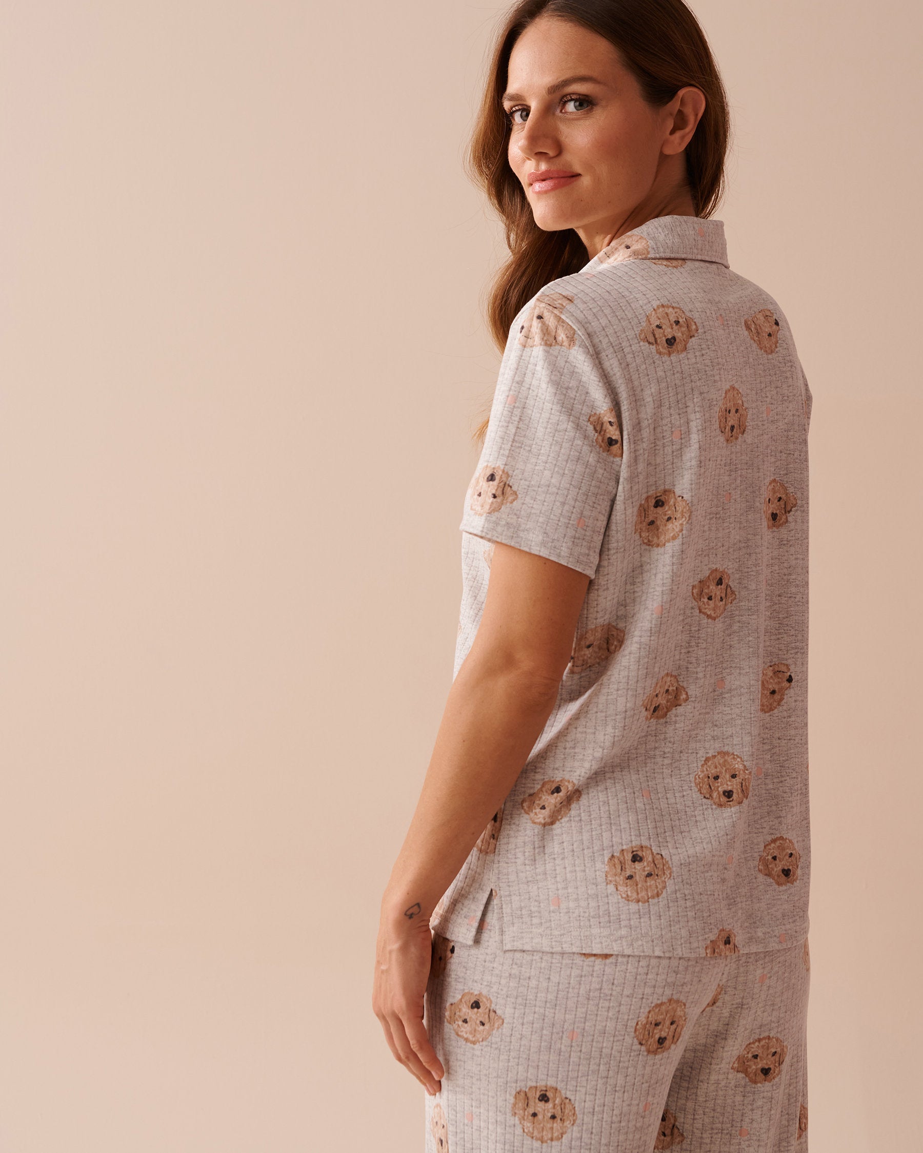 Dog Print Ribbed Jersey Button-Down Shirt_40100593_P00360_02