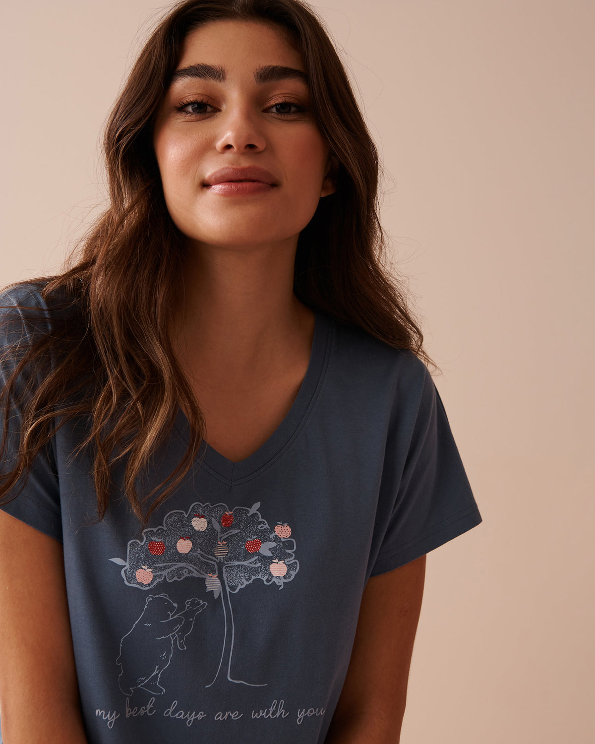Cotton Sort Sleeve V-Neck T-Shirt_40100609_40126_03