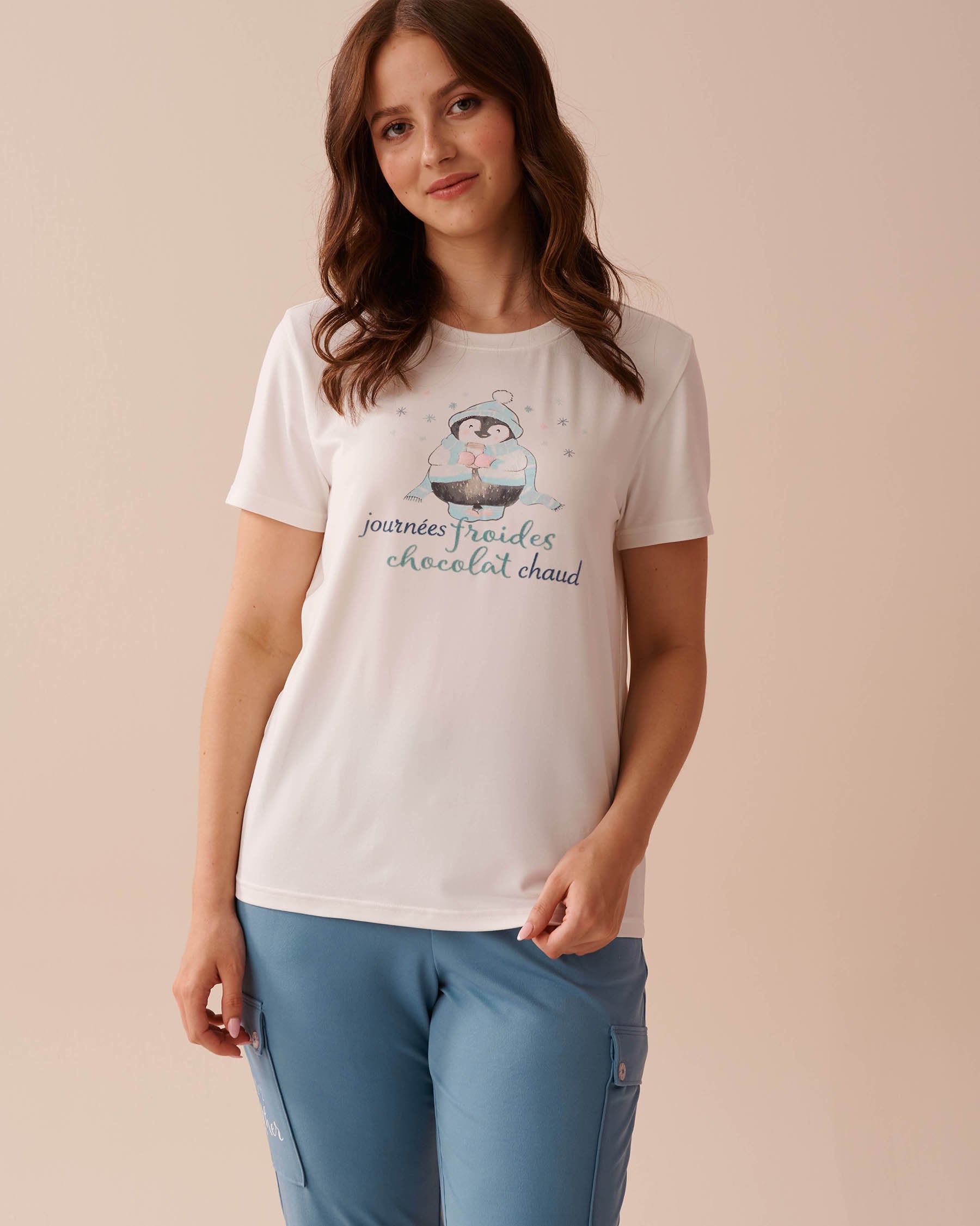 Penguin Print Super Soft Crew Neck T-shirt_40100651_10011_01