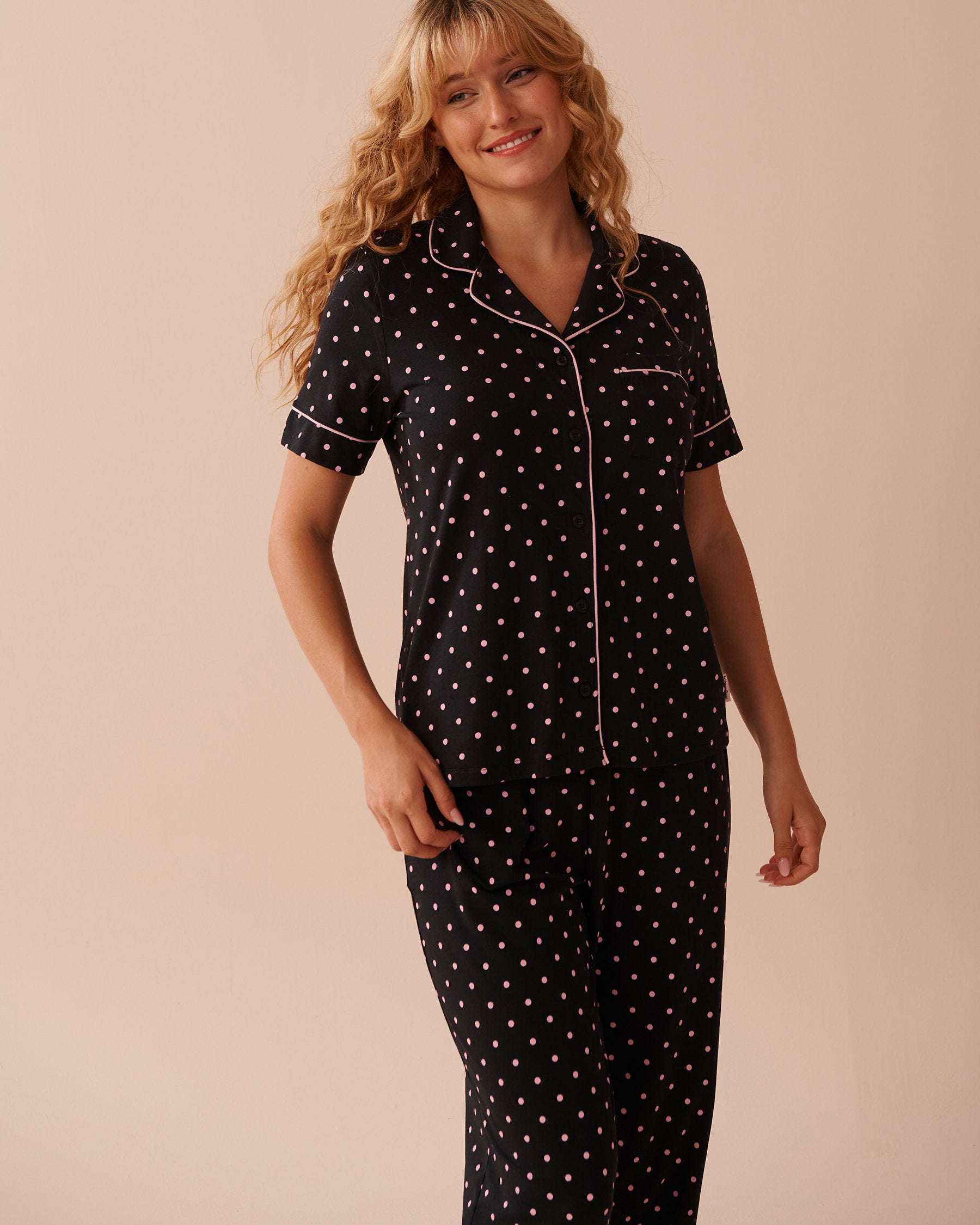 La Vie en Rose_Cotton Short Sleeve Button-Down Shirt_40100676_P00403_01