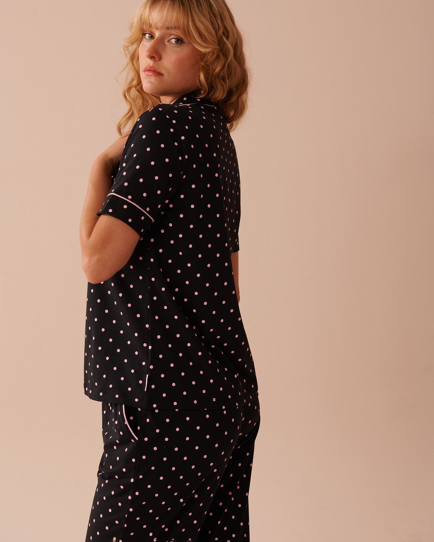 La Vie en Rose_Cotton Short Sleeve Button-Down Shirt_40100676_P00403_02