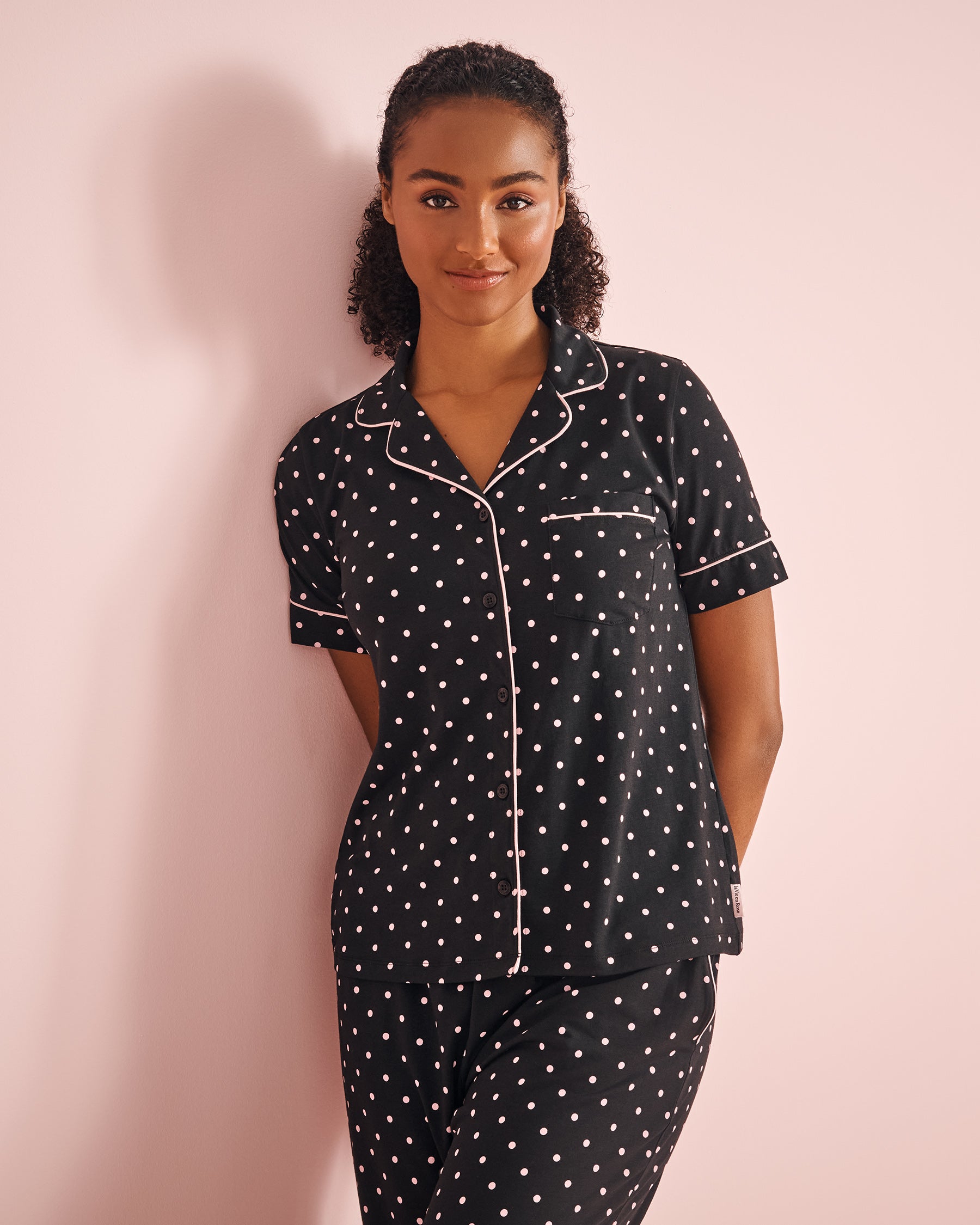 La Vie en Rose_Cotton Short Sleeve Button-Down Shirt_40100676_P00403_04