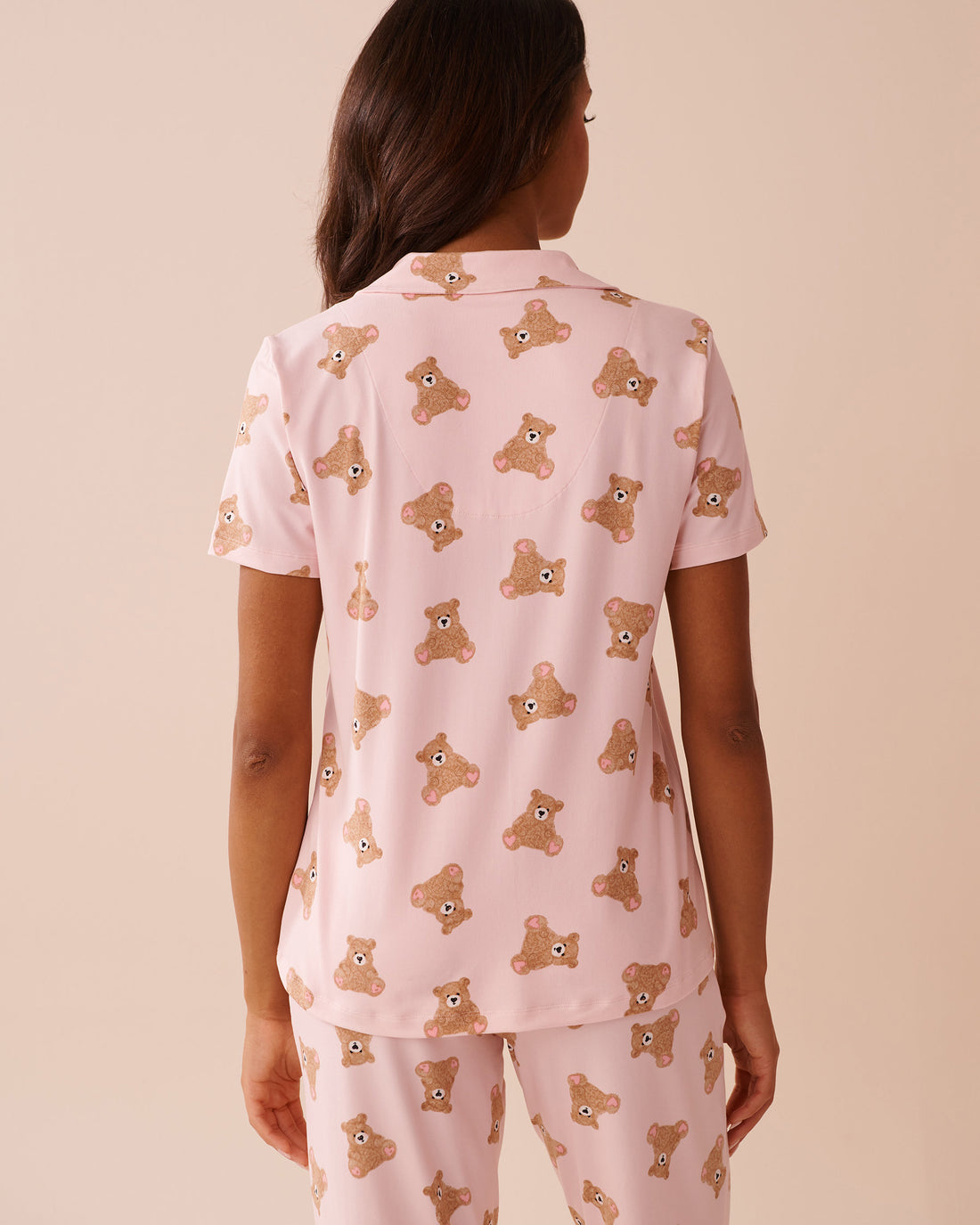 La Vie en Rose_Teddy Bear Print Super Soft Button-Down Shirt_40100689_P60309_02