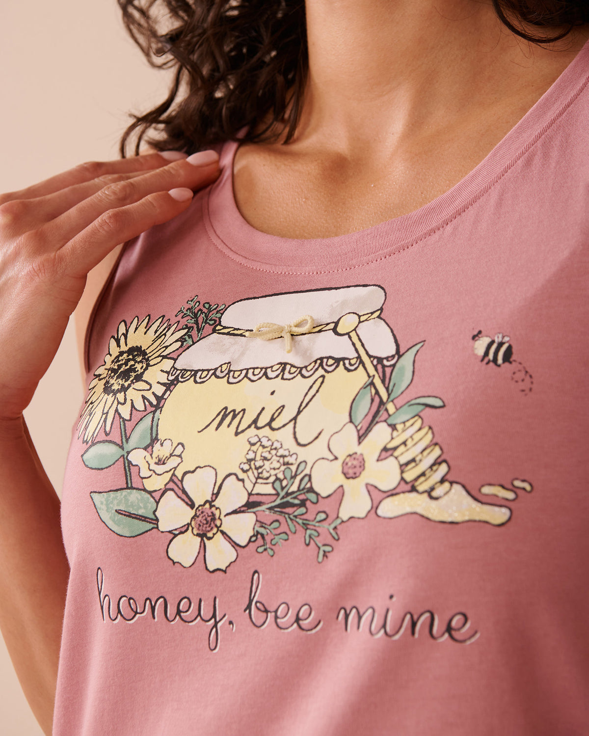 La Vie en Rose_Bee Print Cotton Scoop Neck Cami_40100691_60077_03