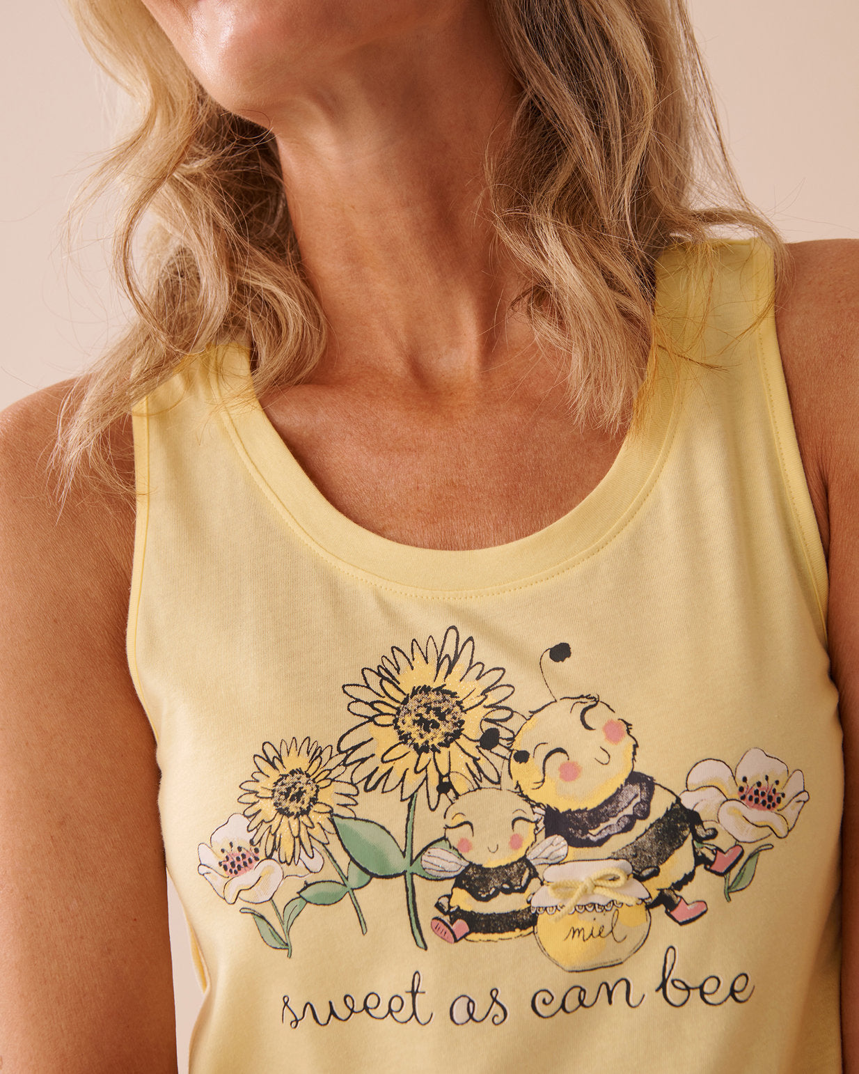 La Vie en Rose_Bee Print Cotton Scoop Neck Cami_40100691_70033_03