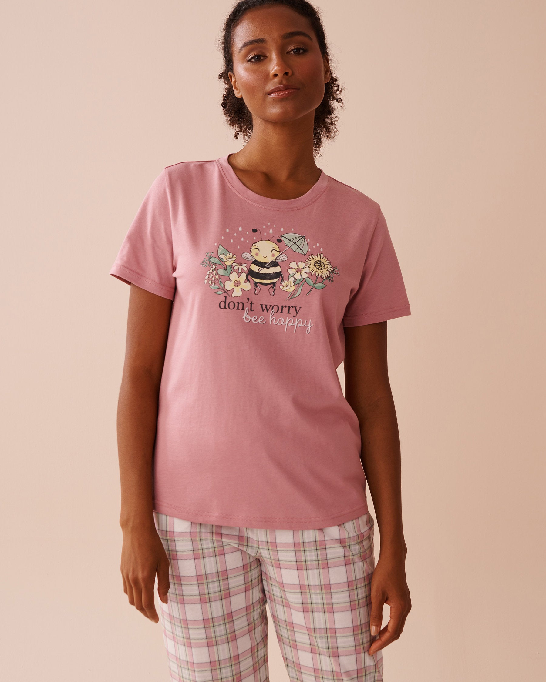 La Vie en Rose_Bee Print Cotton Crew Neck T-Shirt_40100693_P60346_01