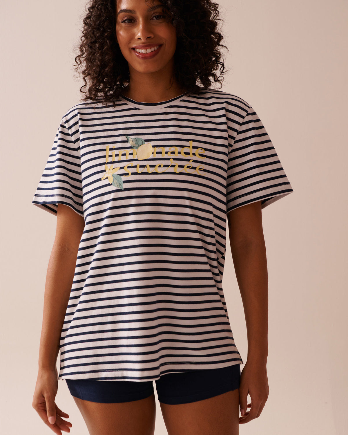 La Vie en Rose_Lemon Print and Stripes Cotton T-Shirt_40100694_P10479_01