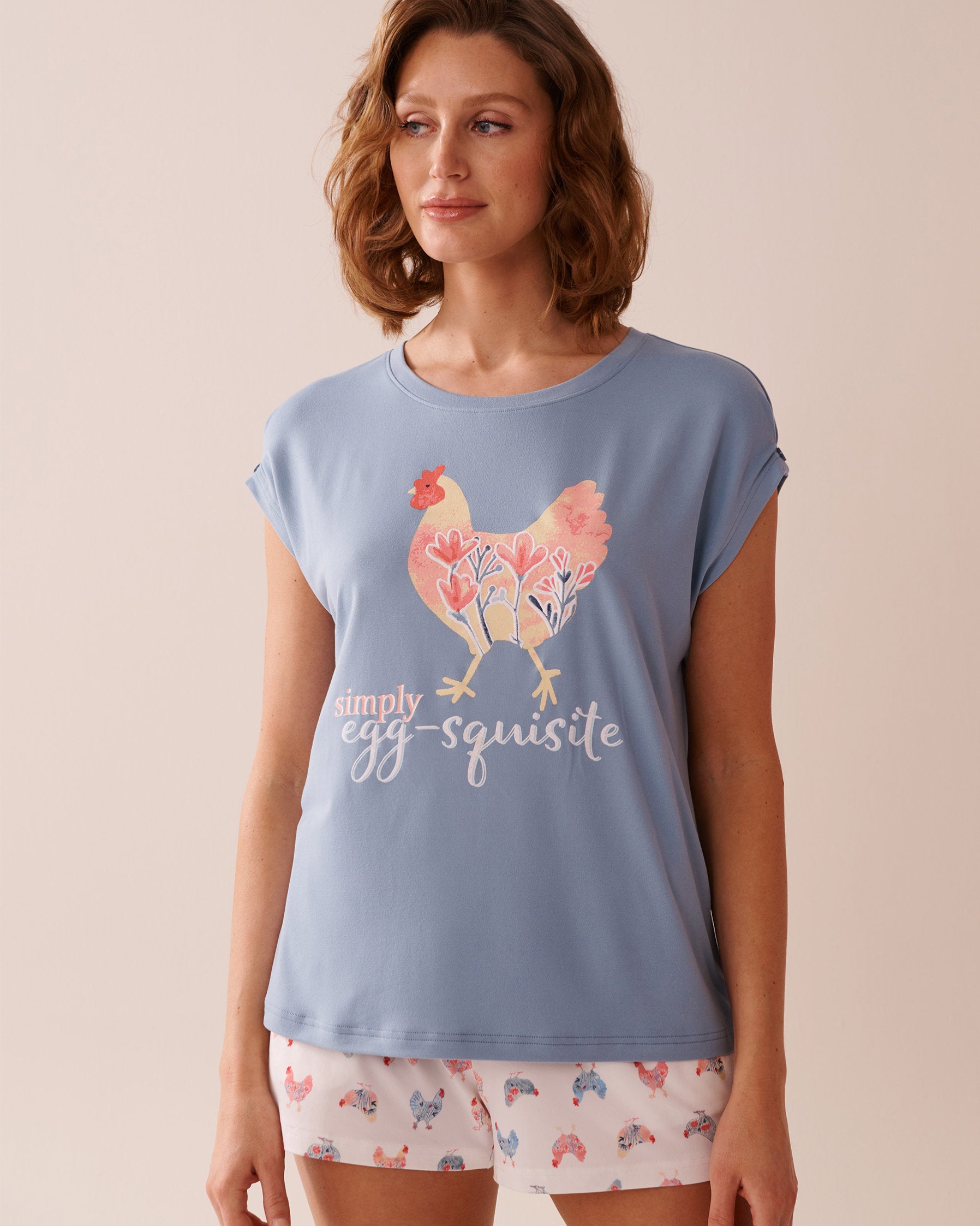 La Vie en Rose_Chicken Print Super Soft T-Shirt_40100710_40050_03
