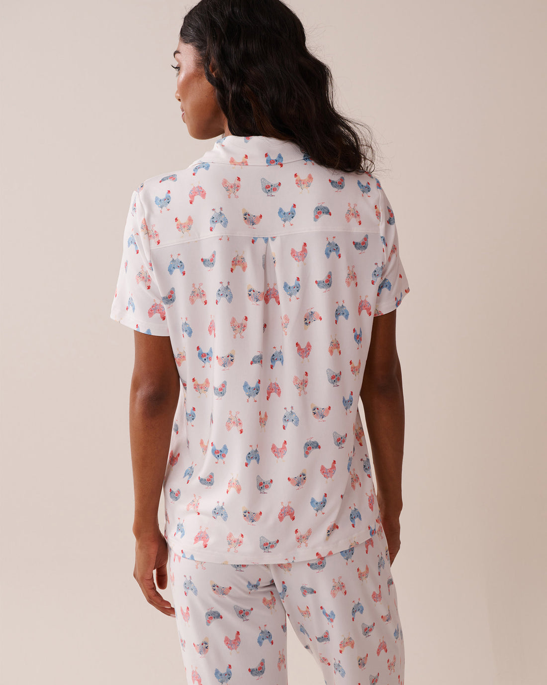 La Vie en Rose_Chicken Print Super Soft Button-Down Shirt_40100711_P10481_02
