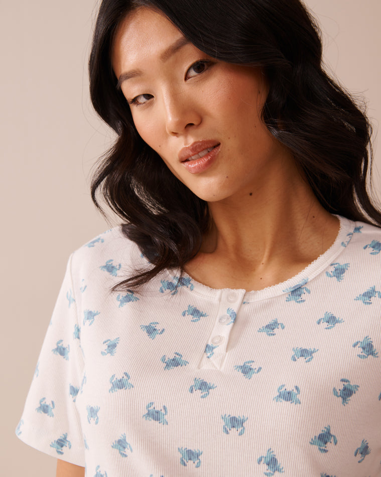 La Vie en Rose_Snow White Crab_Crab Print Ribbed T-shirt_40100731_P10497_03