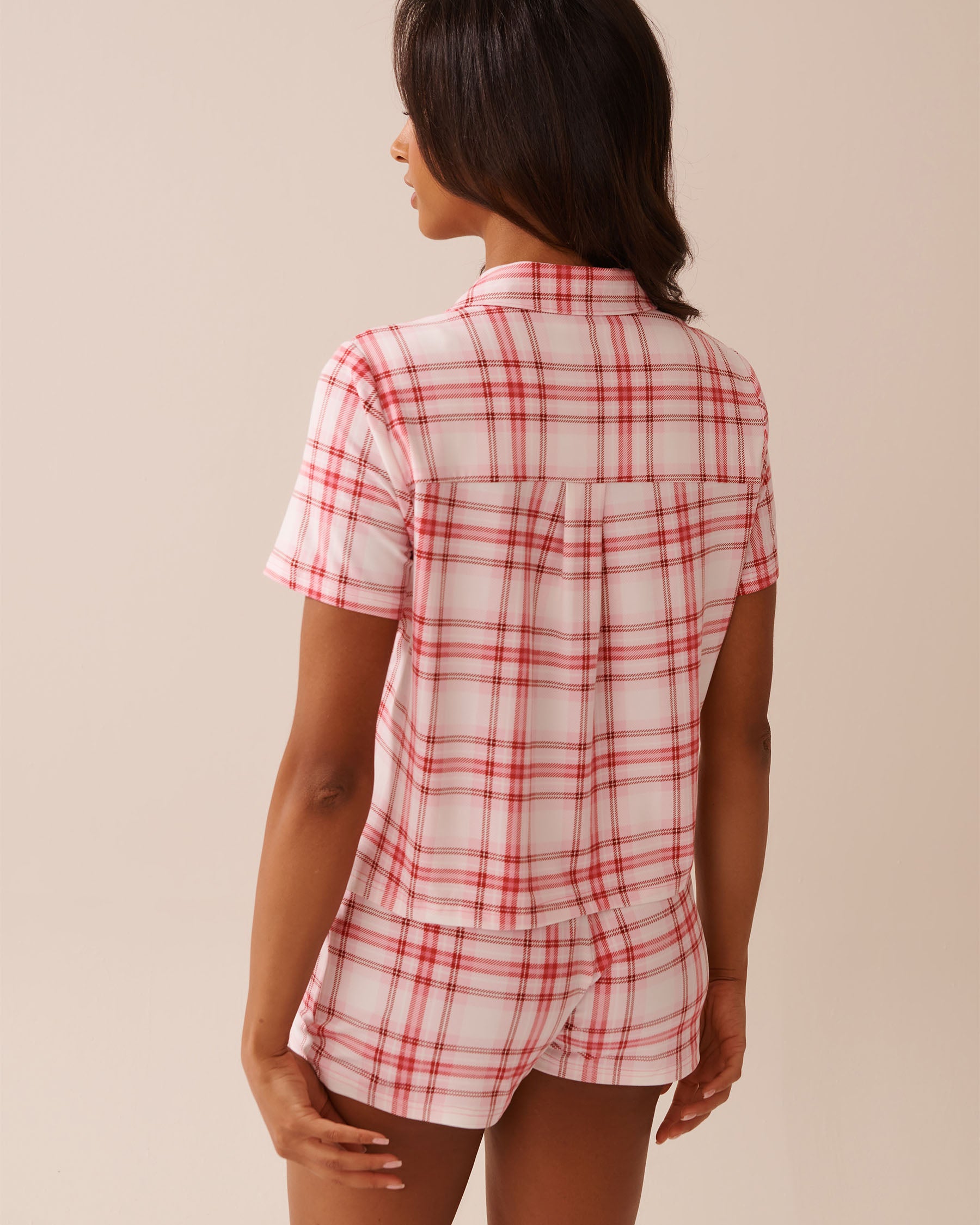 La Vie en Rose_Parfait Pink Plaid_Pink Plaid Super Soft Button-Down Shirt_40100753_P60388_02