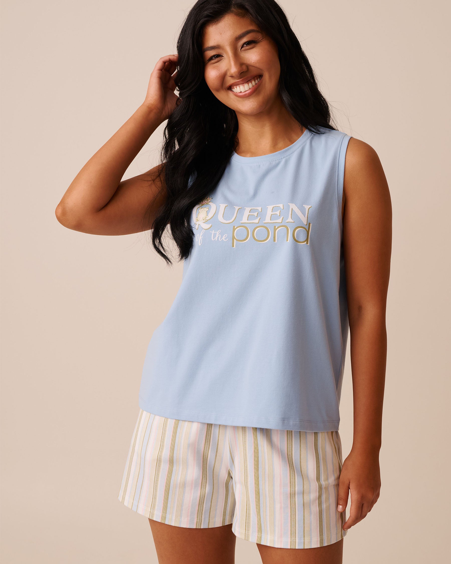 La Vie en Rose_Powder Blue_Frog Print Cotton Cami_40100757_40198_01