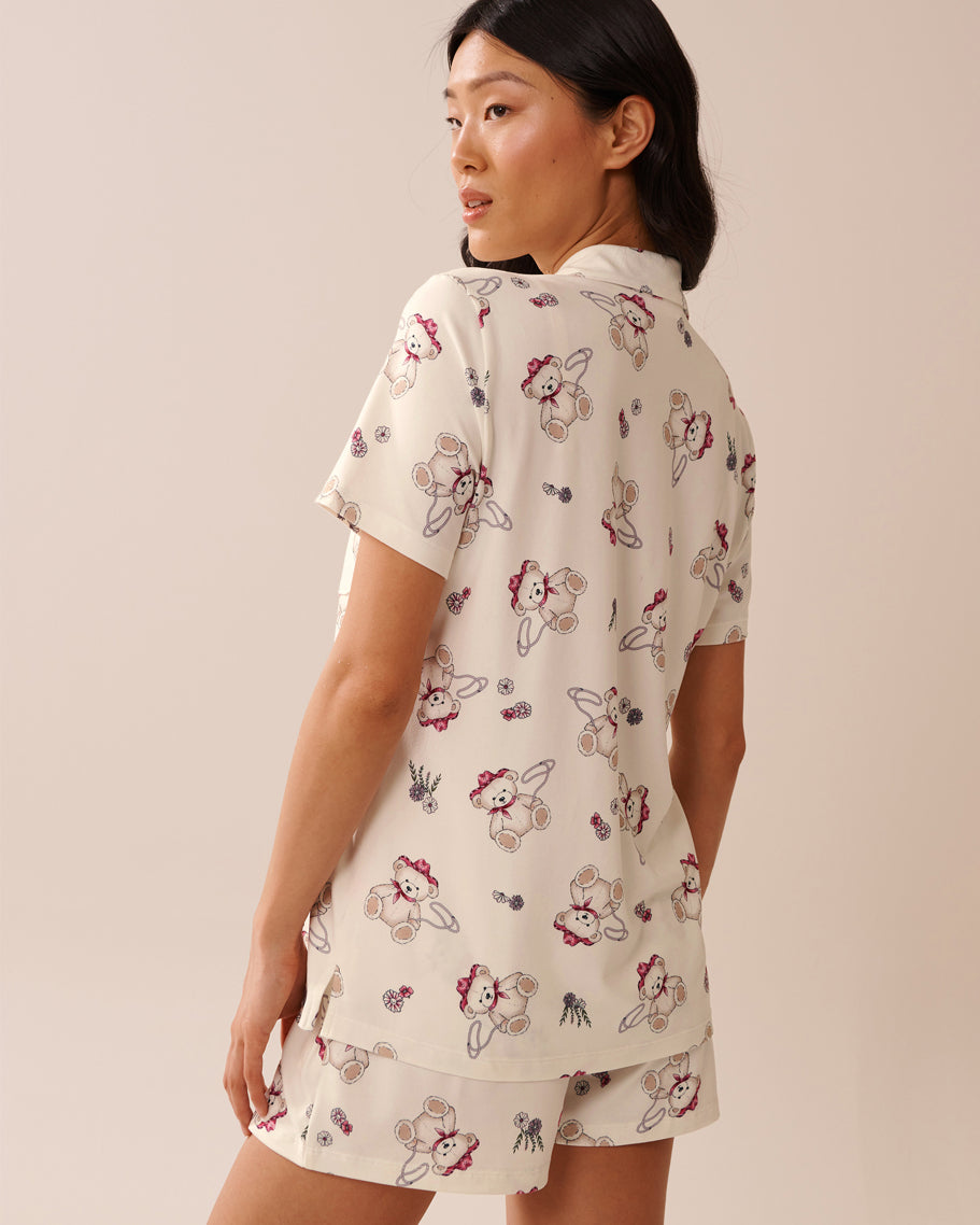 La Vie en Rose_Snow White Cowbear_Cowboy Teddy Bear Print Super Soft Button-Down Shirt_40100761_P10513_03